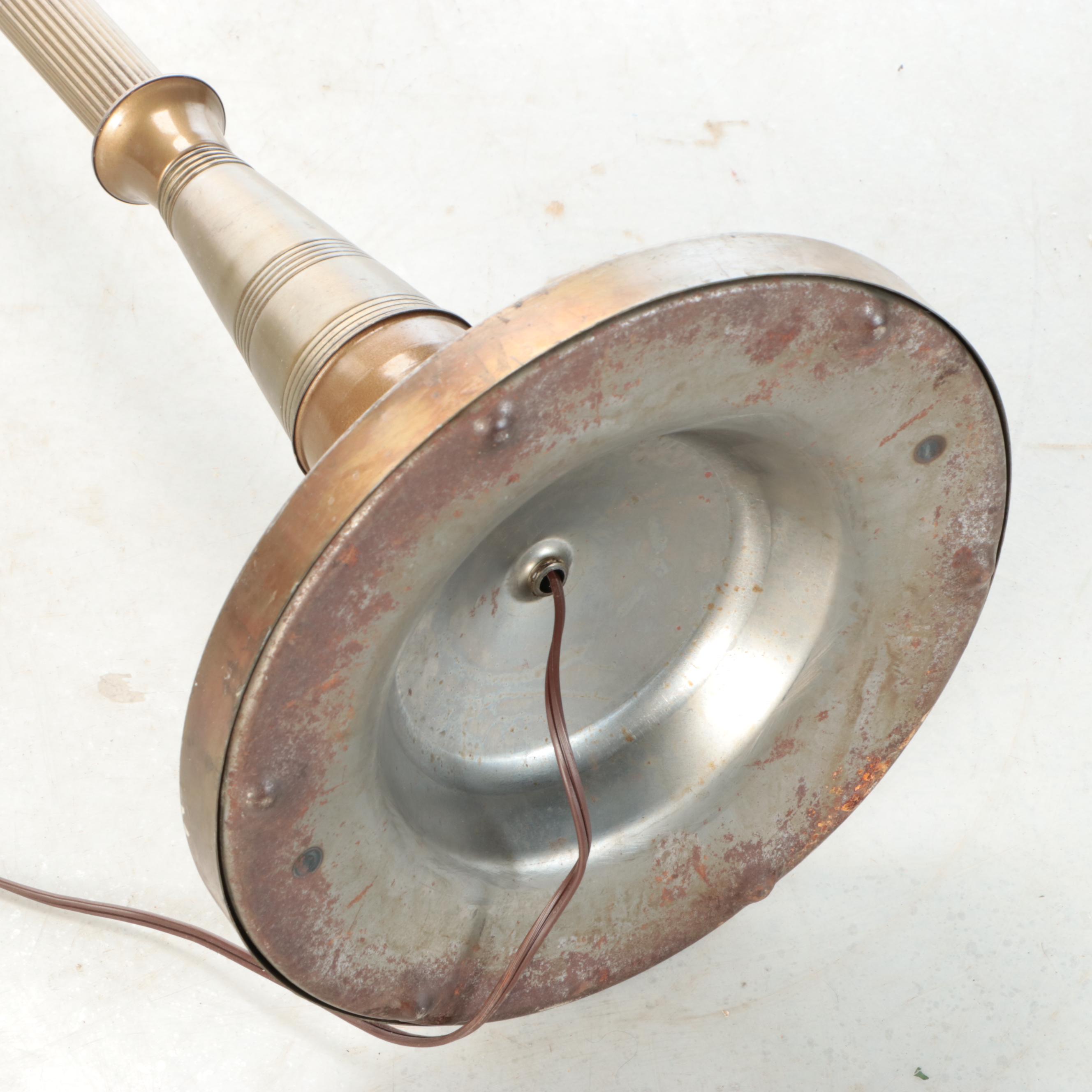 Neoclassical Style Swing Arm Floor Lamp with Milk Glass Torchère Shade