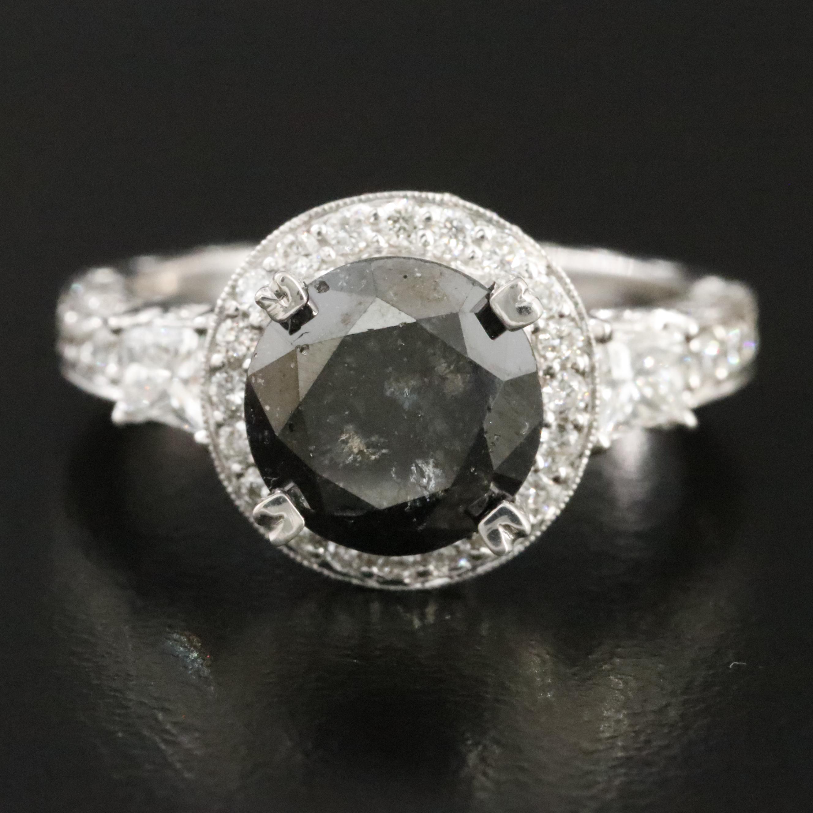 14K 4.24 CTW Diamond Ring with GIA Report and Fancy Black Center