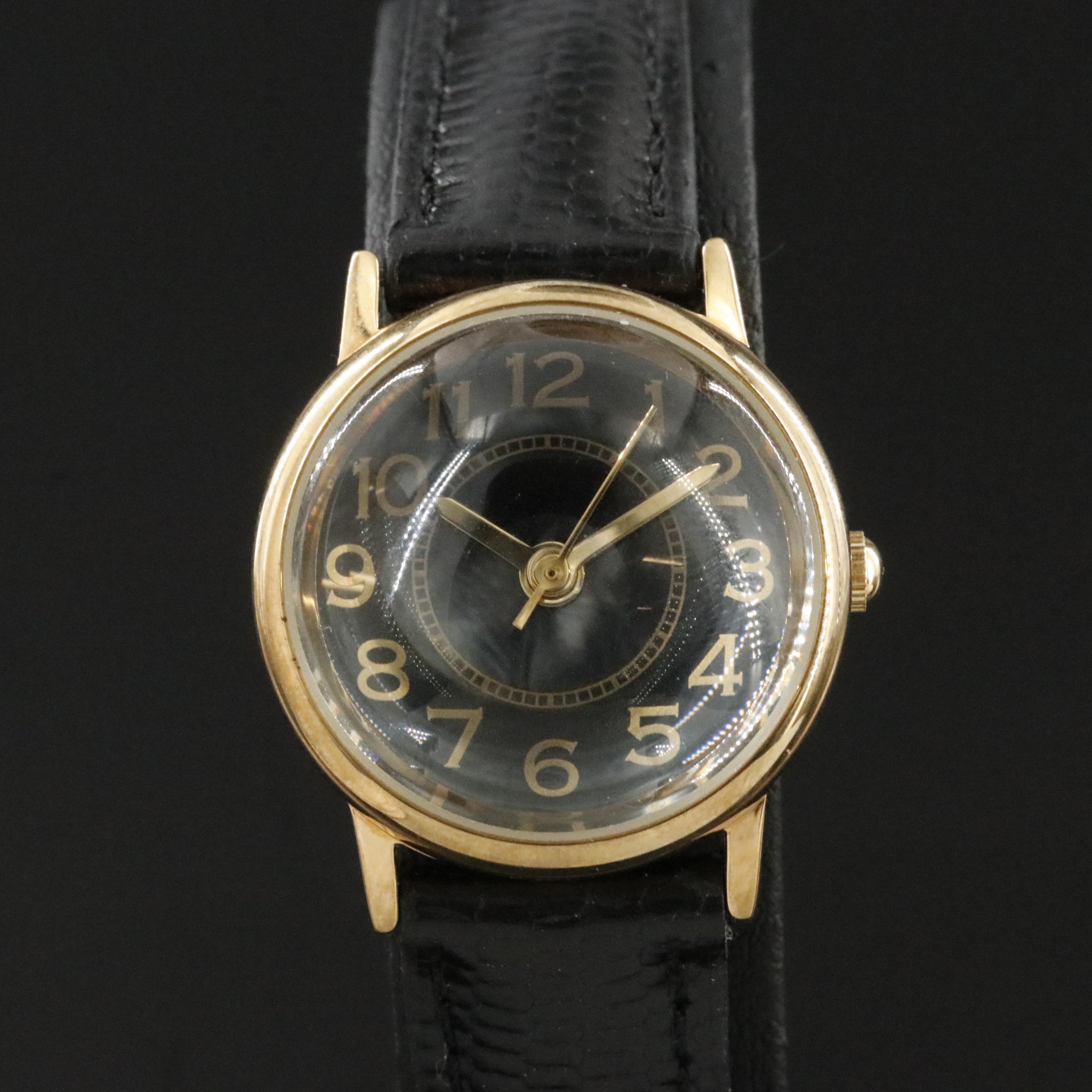 Gold and Black Dial Quartz Dress Watch