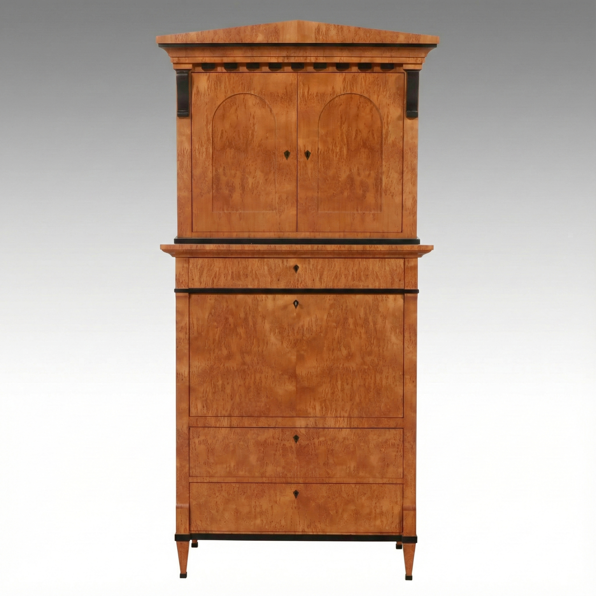 Biedermeier Style Burl Secrétaire à Abattant