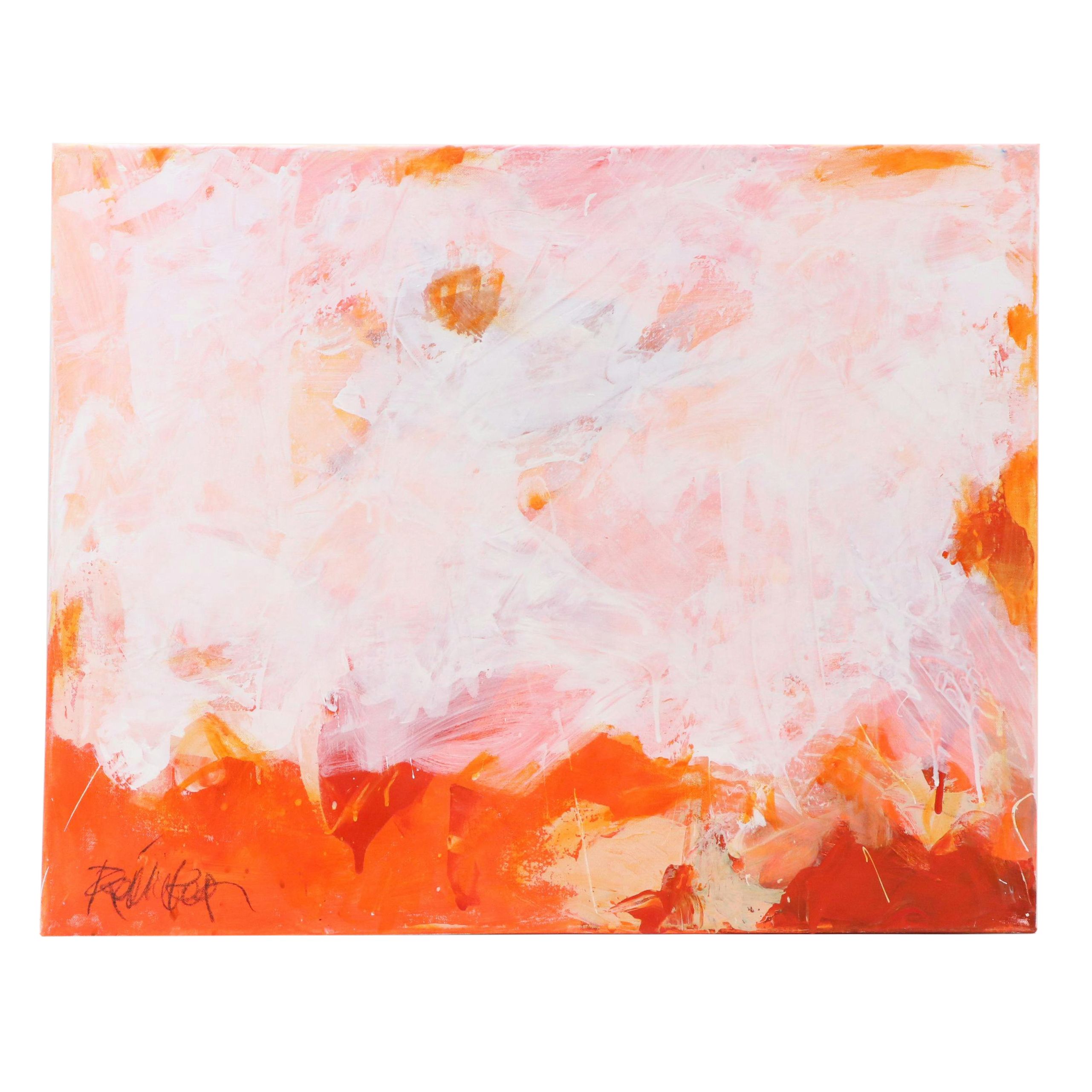 Robbie Kemper Abstract Acrylic Painting "Orange Muted," 21st Century