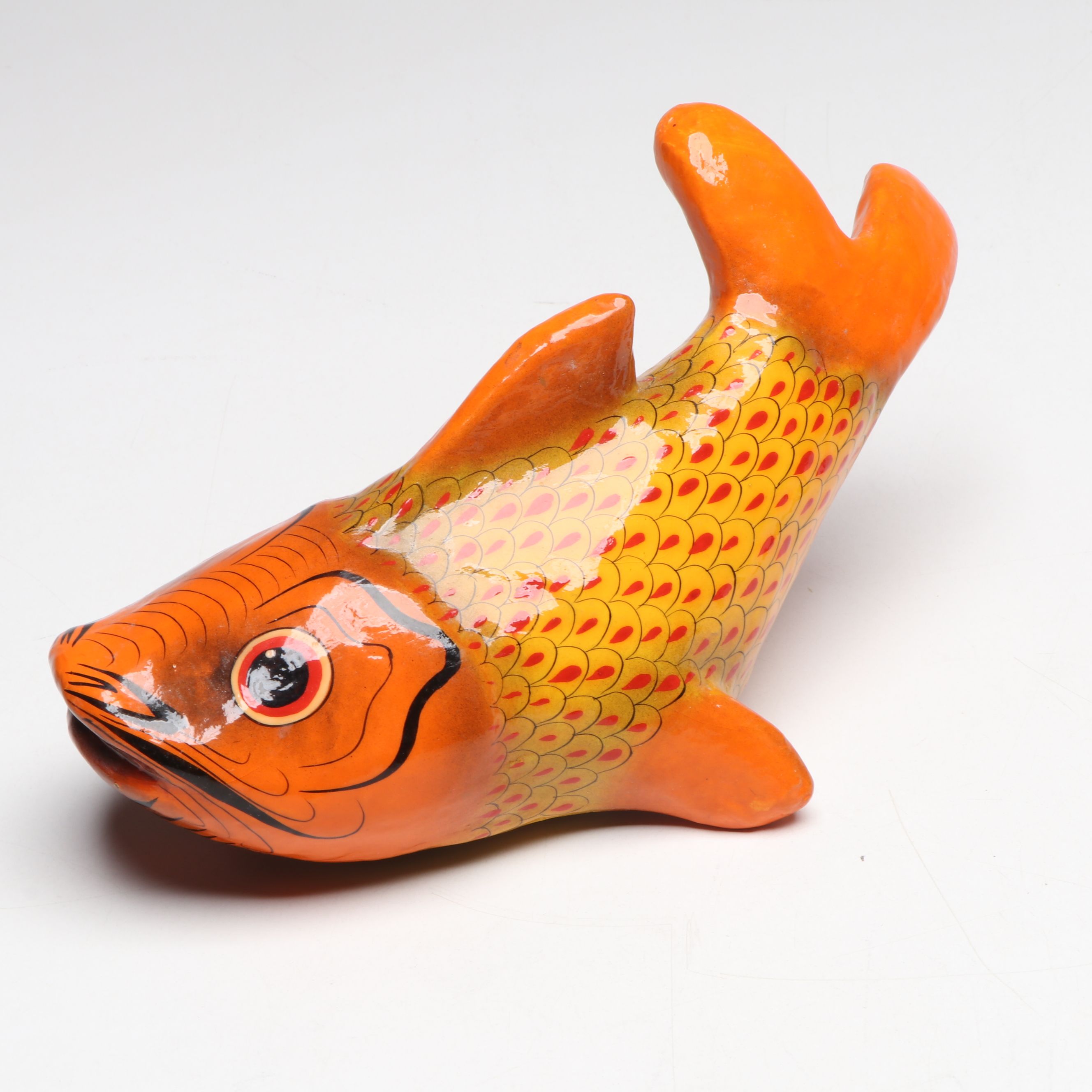 John Wright Cast Iron and More Figurines with Mexican Lacquerware Fish