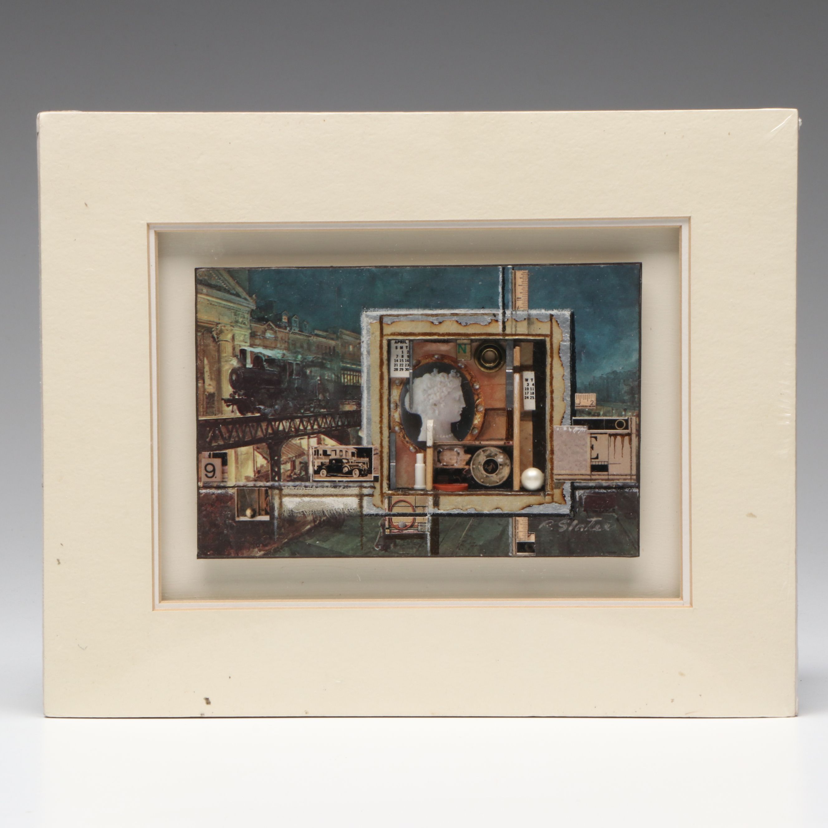 Roderick Slater Abstract Mixed Media Abstract "Moving Along," Late 20th Century