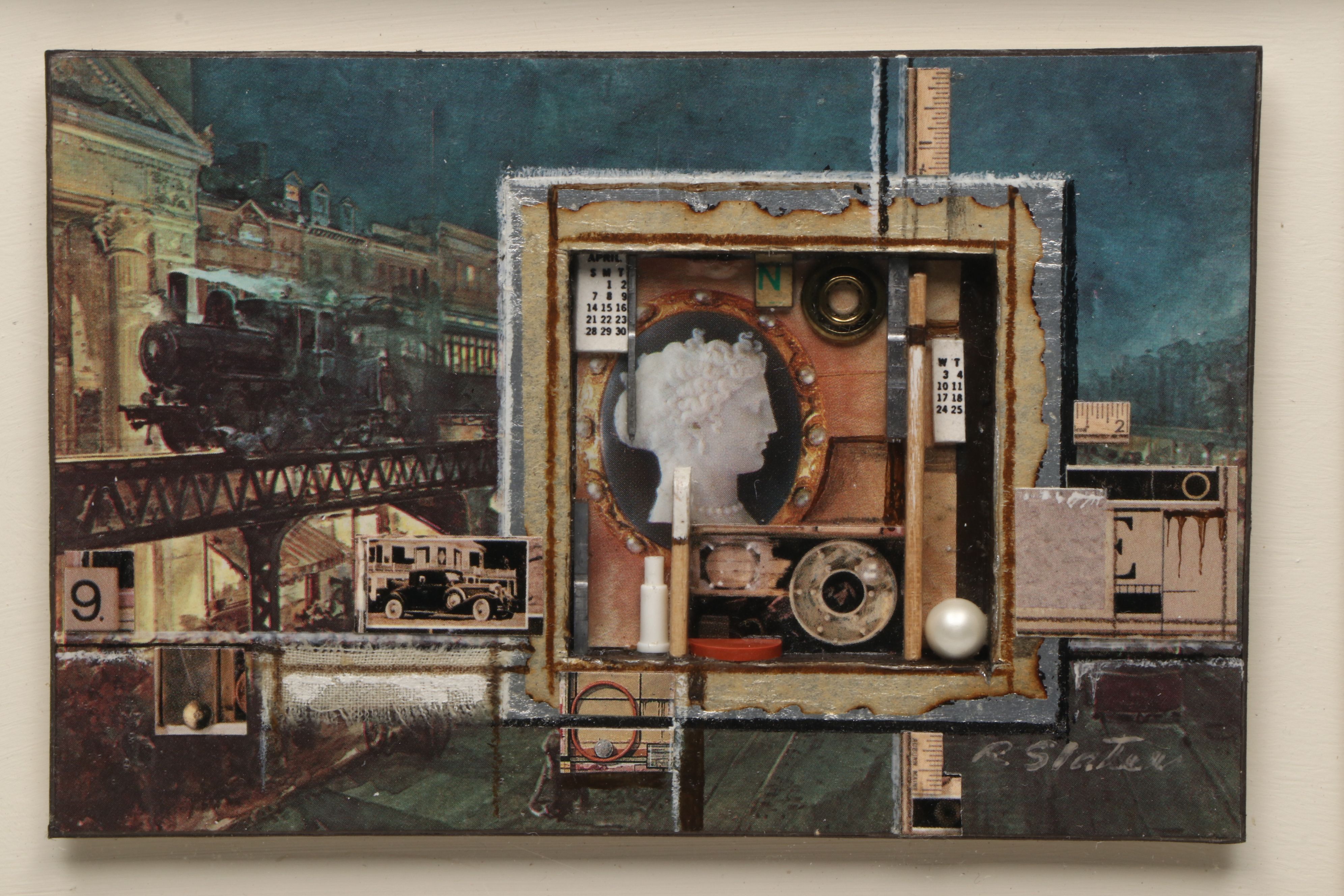 Roderick Slater Abstract Mixed Media Abstract "Moving Along," Late 20th Century