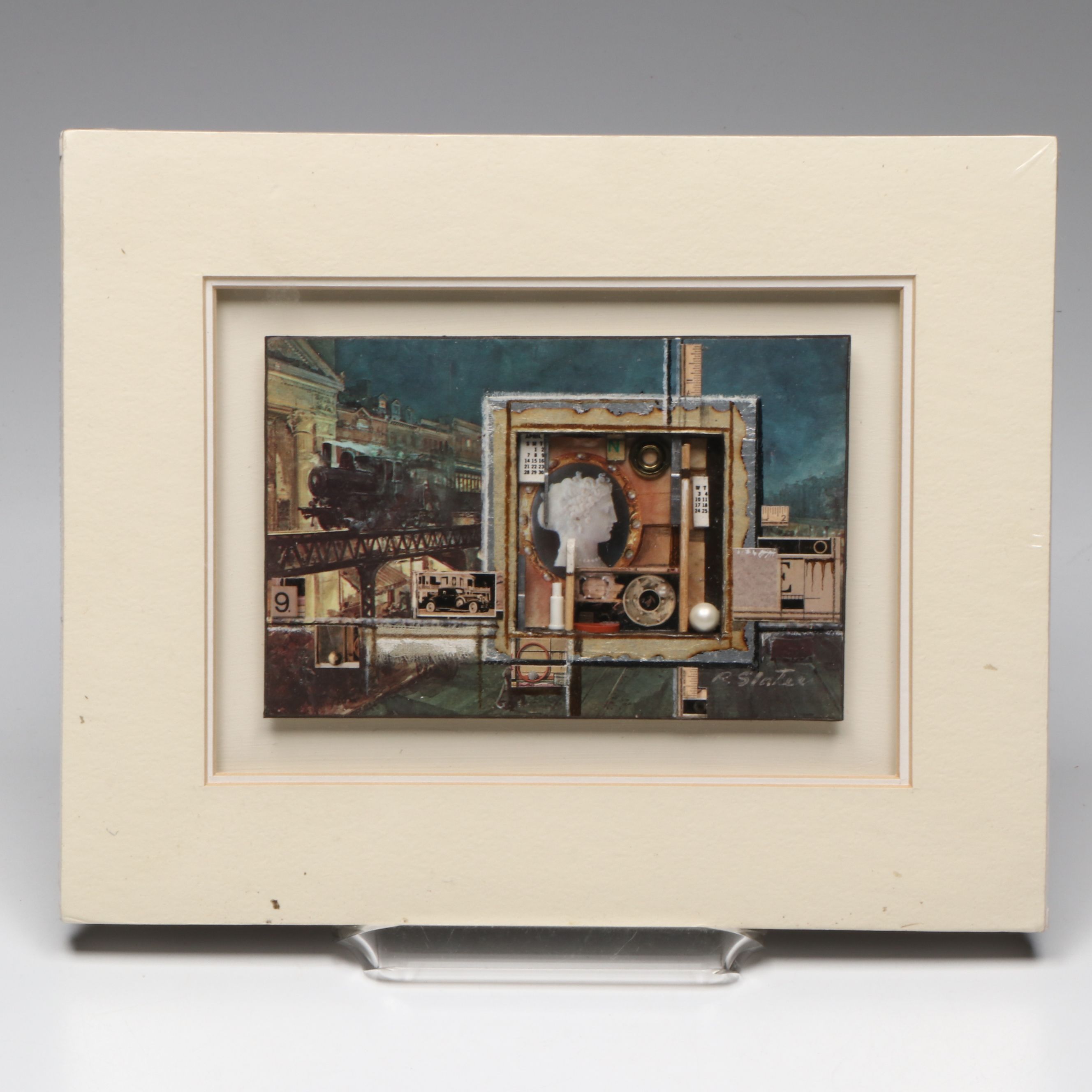 Roderick Slater Abstract Mixed Media Abstract "Moving Along," Late 20th Century