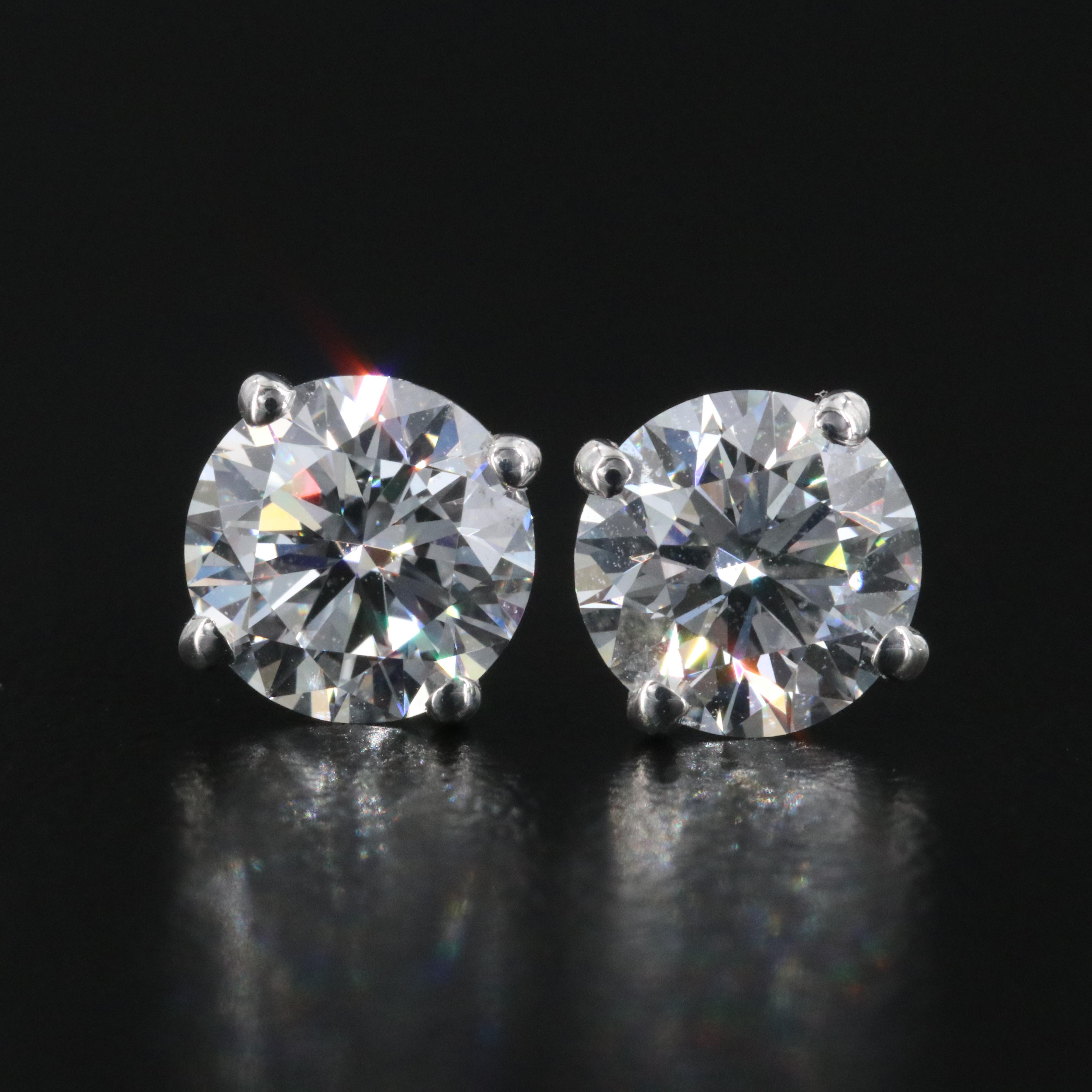 14K 2.03 CTW Internally Flawless Lab Grown Diamond Earrings with IGI Reports