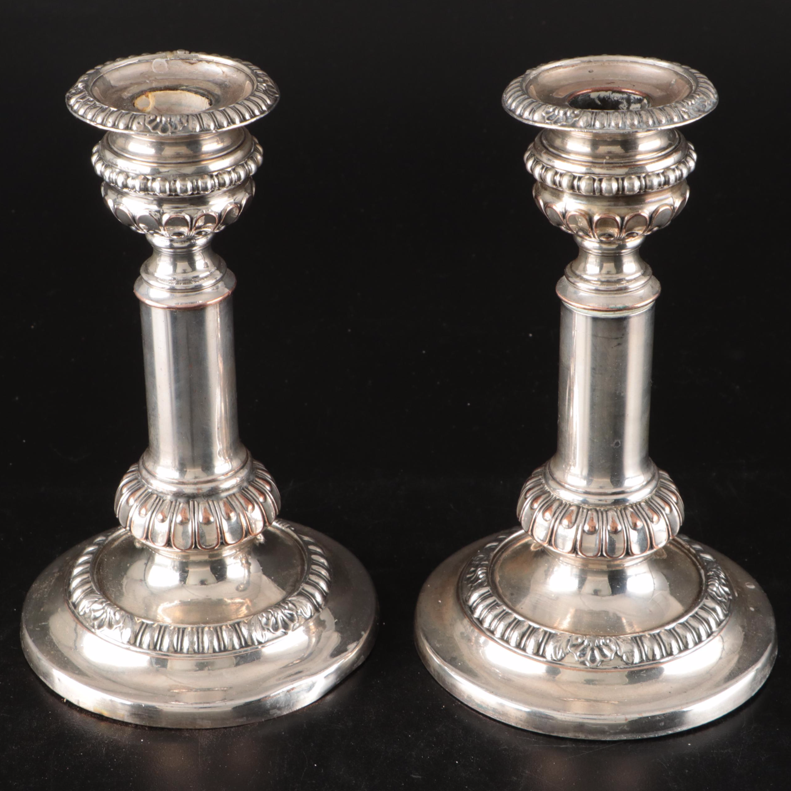 Neoclassical Telescoping Silver Plate Candlesticks, 19th Century