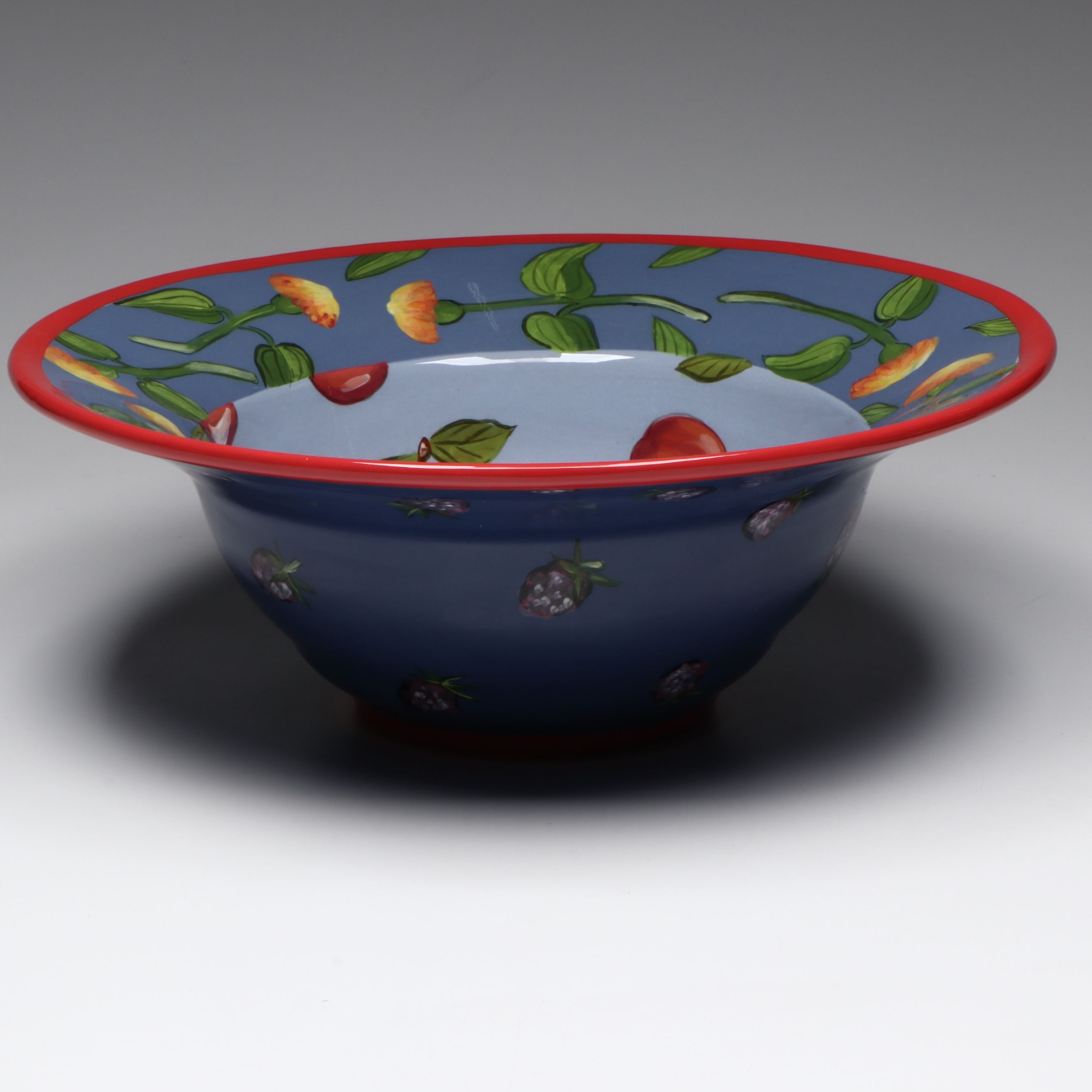 Droll Designs Hand-Painted Vegetable and Fruit Motif Serving Bowls