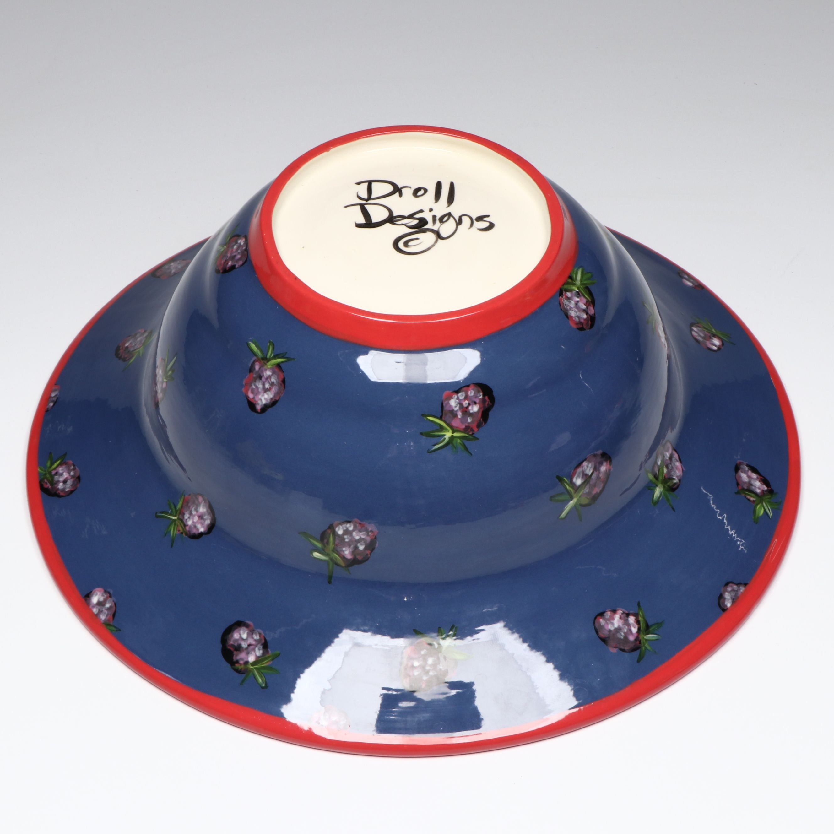 Droll Designs Hand-Painted Vegetable and Fruit Motif Serving Bowls