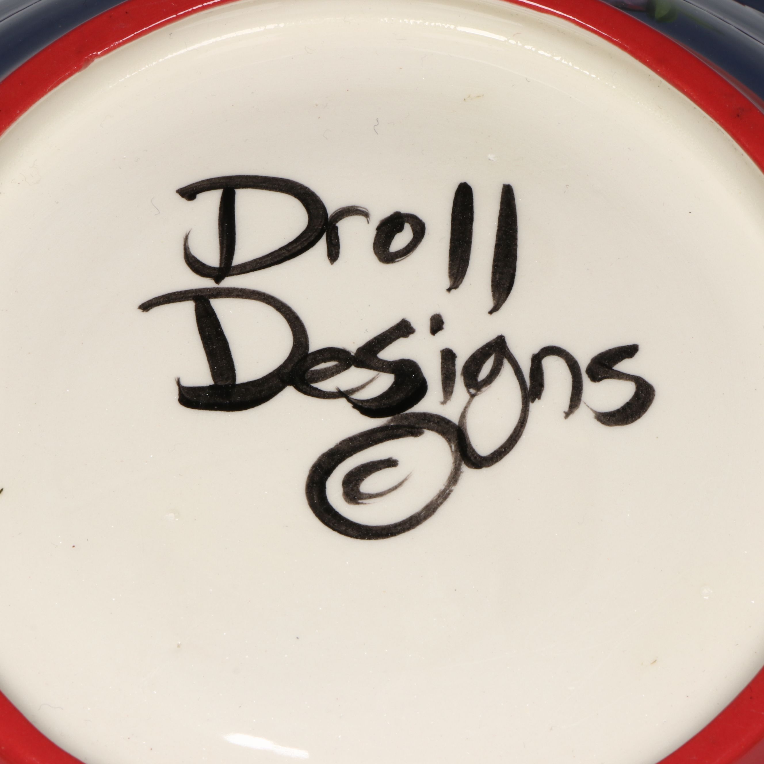 Droll Designs Hand-Painted Vegetable and Fruit Motif Serving Bowls