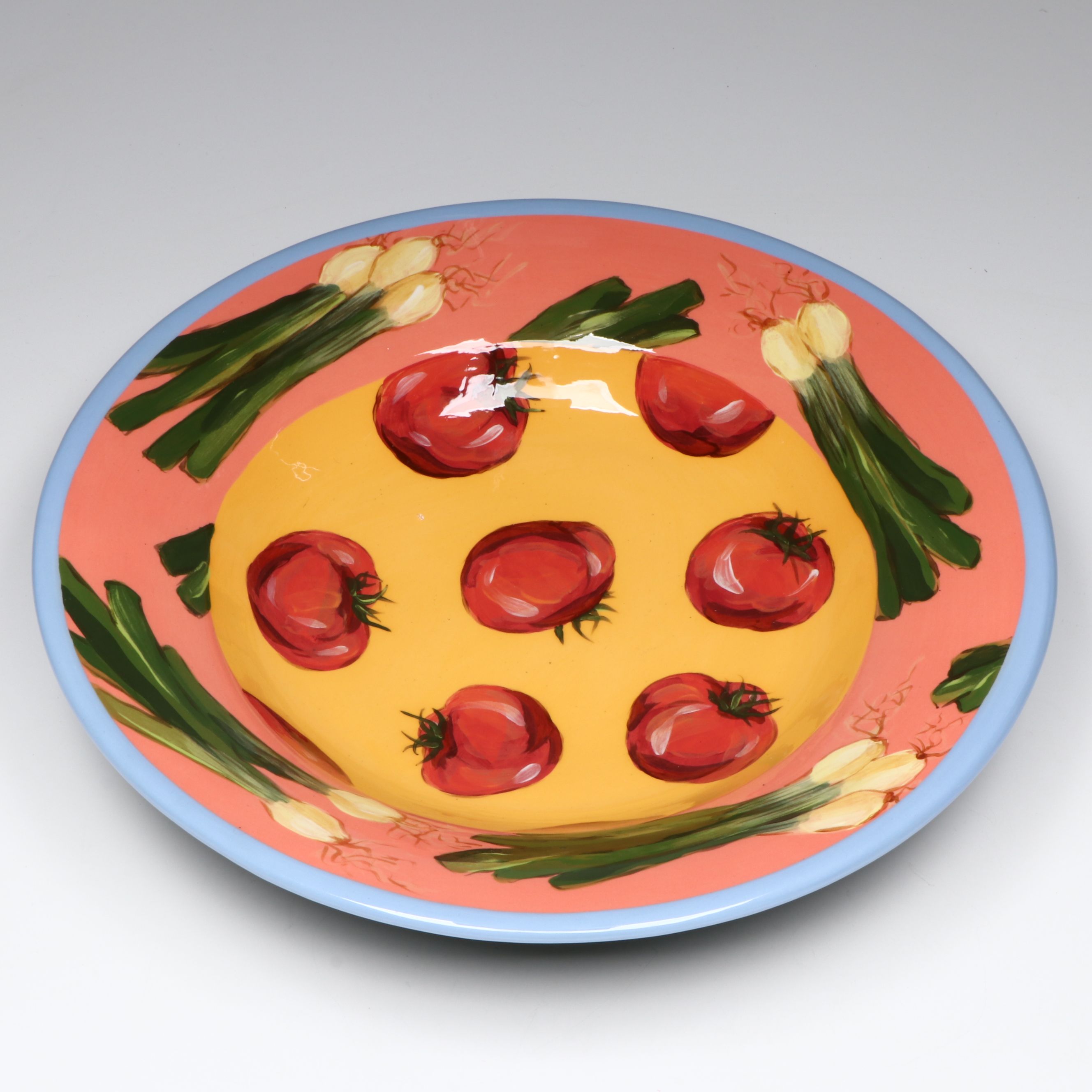 Droll Designs Hand-Painted Vegetable and Fruit Motif Serving Bowls