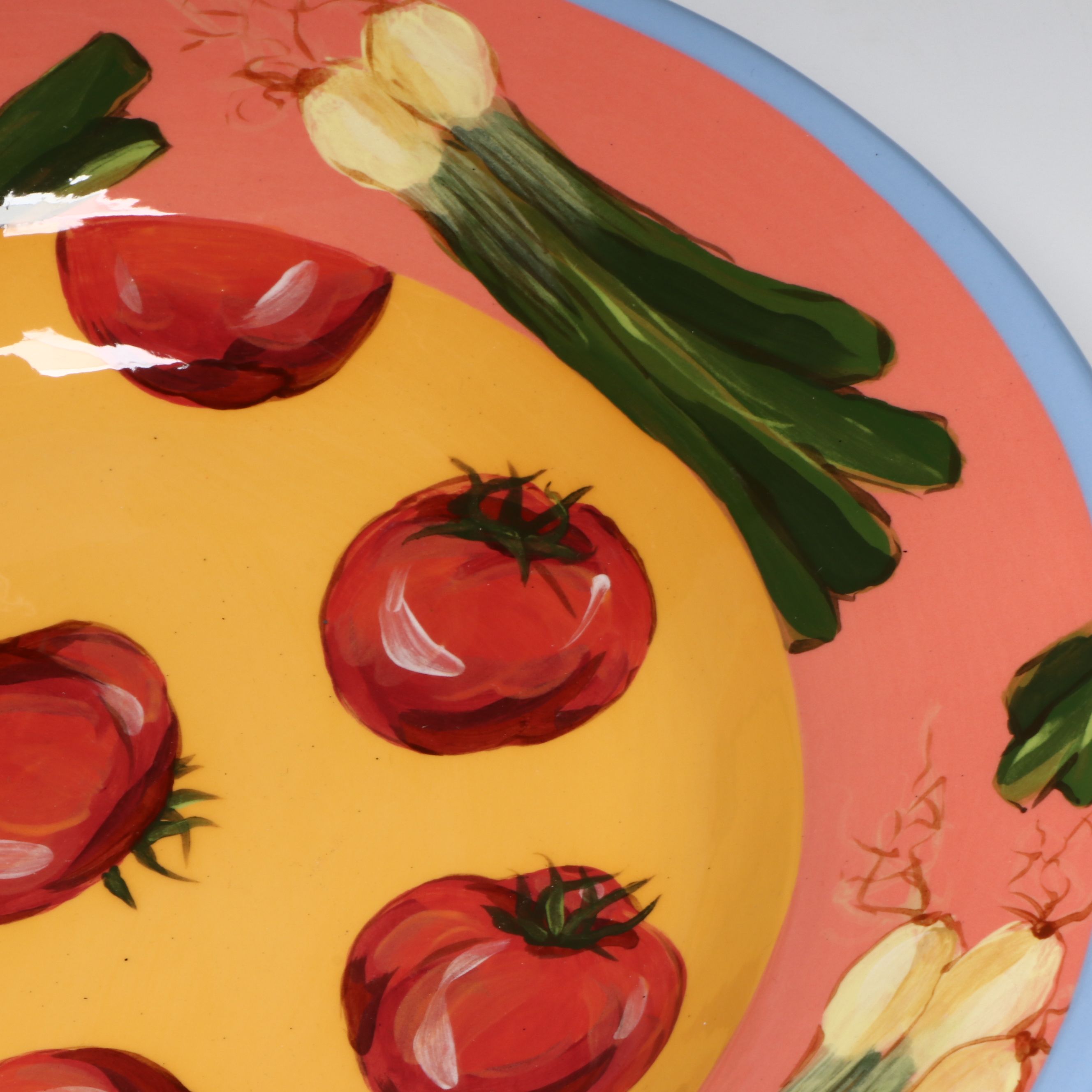 Droll Designs Hand-Painted Vegetable and Fruit Motif Serving Bowls