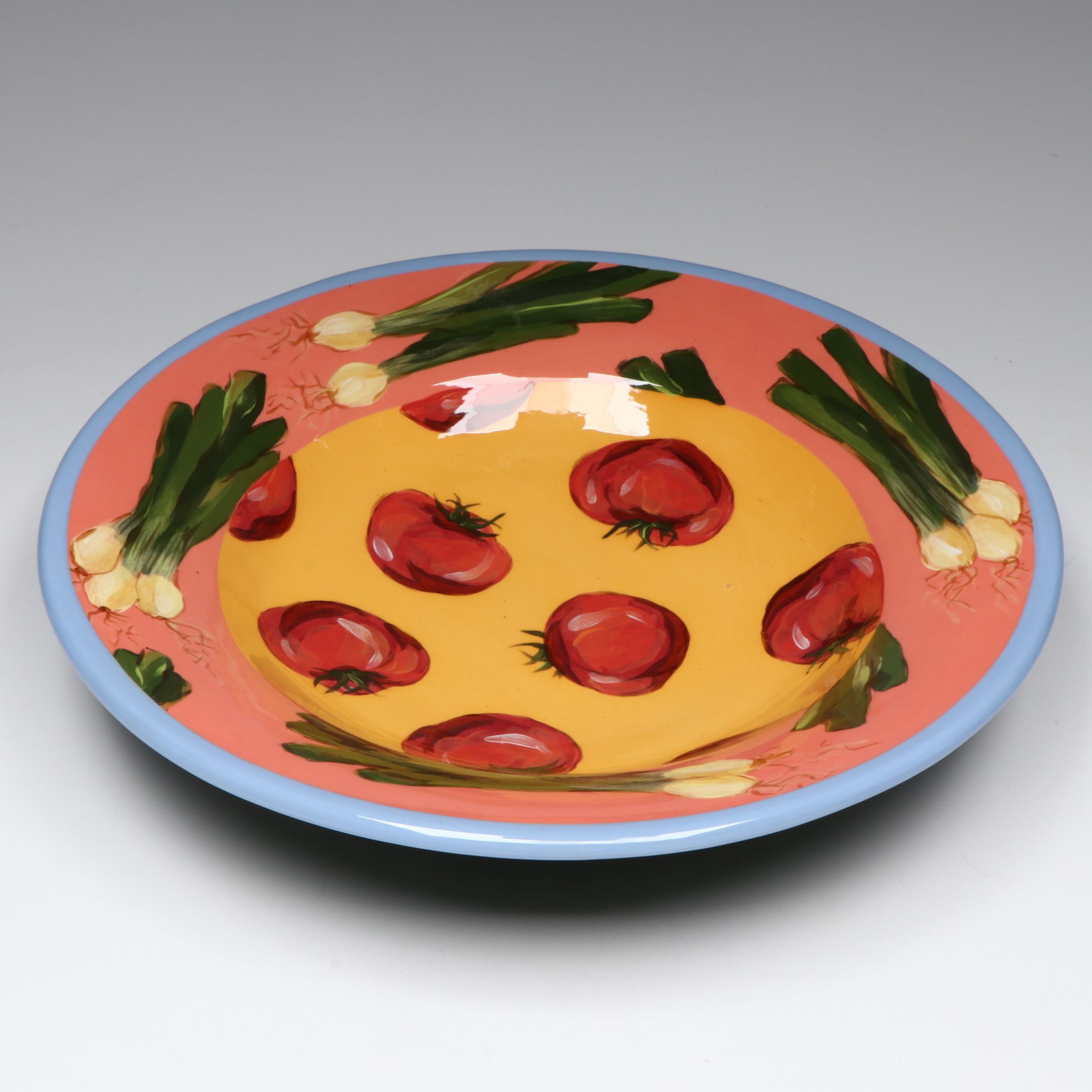 Droll Designs Hand-Painted Vegetable and Fruit Motif Serving Bowls