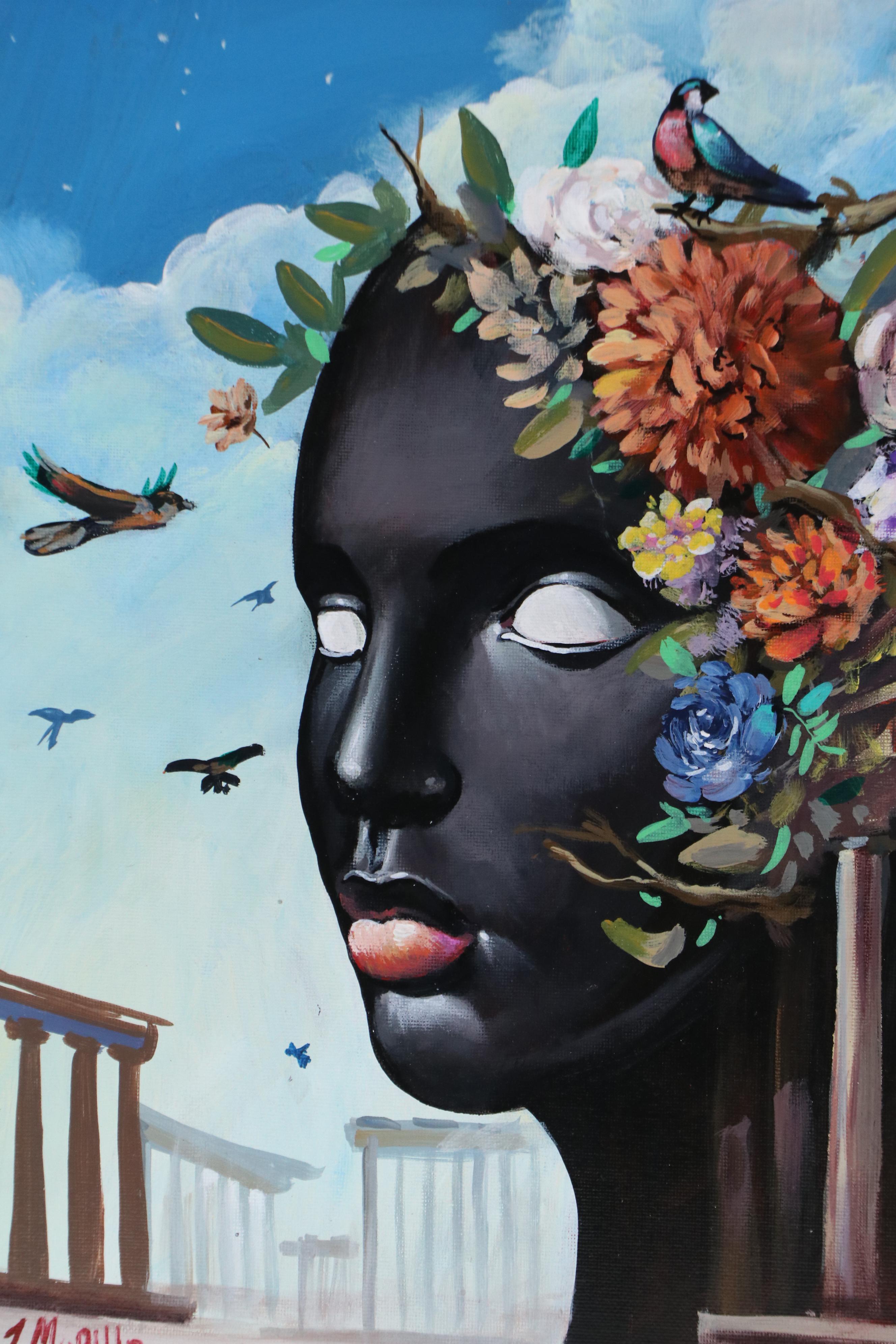 Jeshua Murillo Surrealist Acrylic Portrait, 21st Century