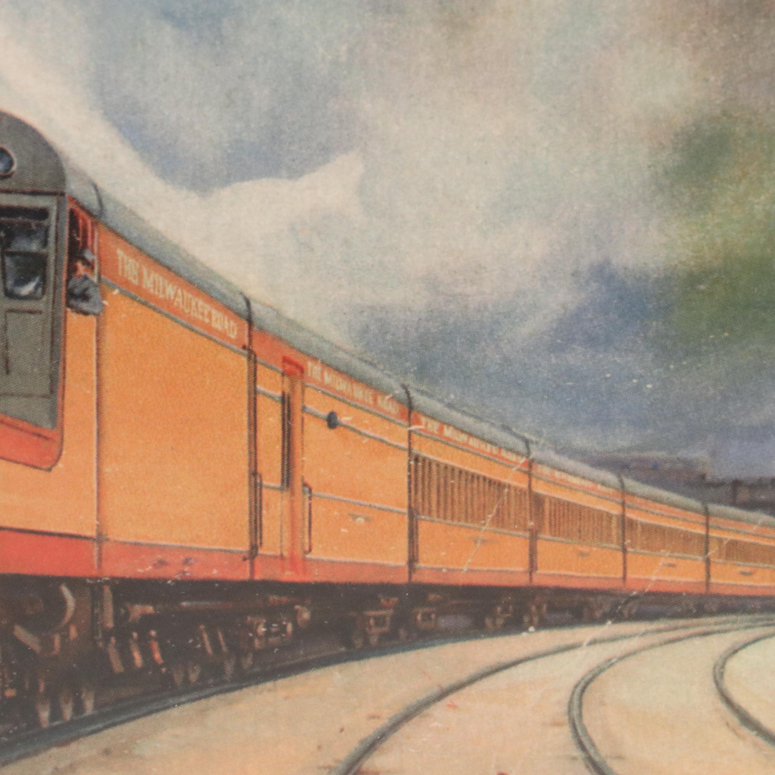 Offset Lithograph Train Advertisement "Hiawatha, First of the Speedliners"