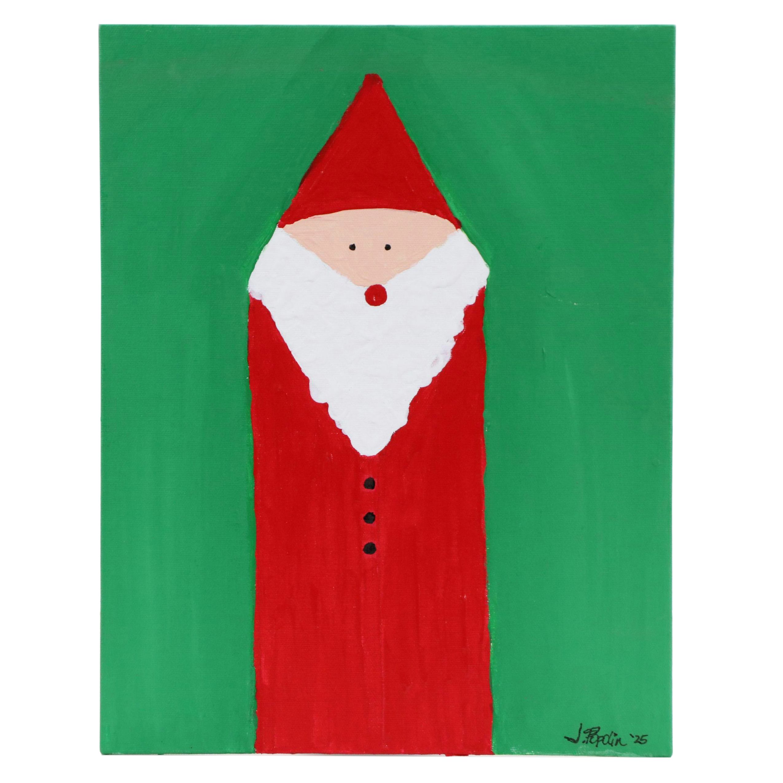 J. Popolin Acrylic Painting "Scandinavian Santa," 2025
