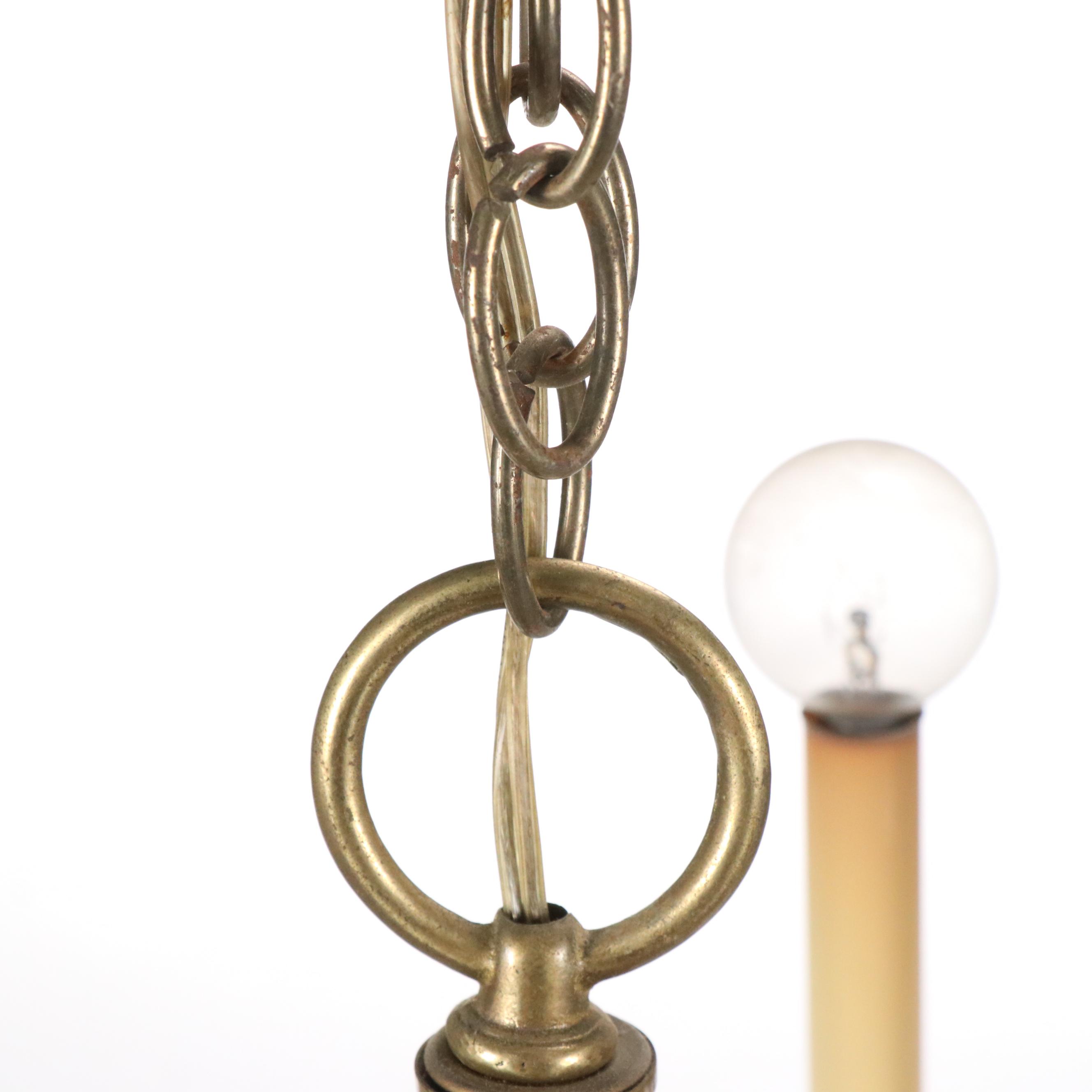 French Hunting Horn Brass Chandelier