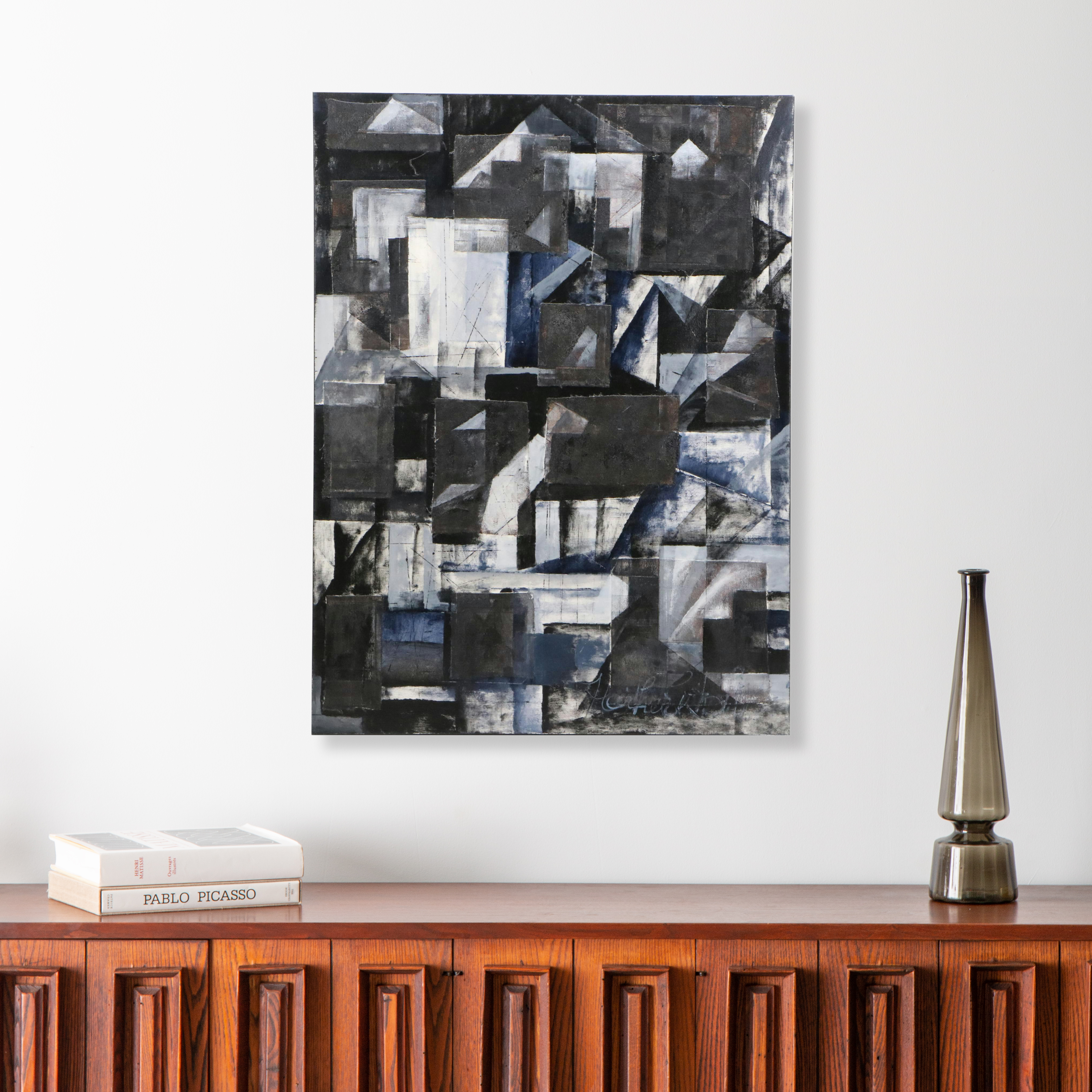 Abstract Geometric Mixed Media Painting, Circa 2015