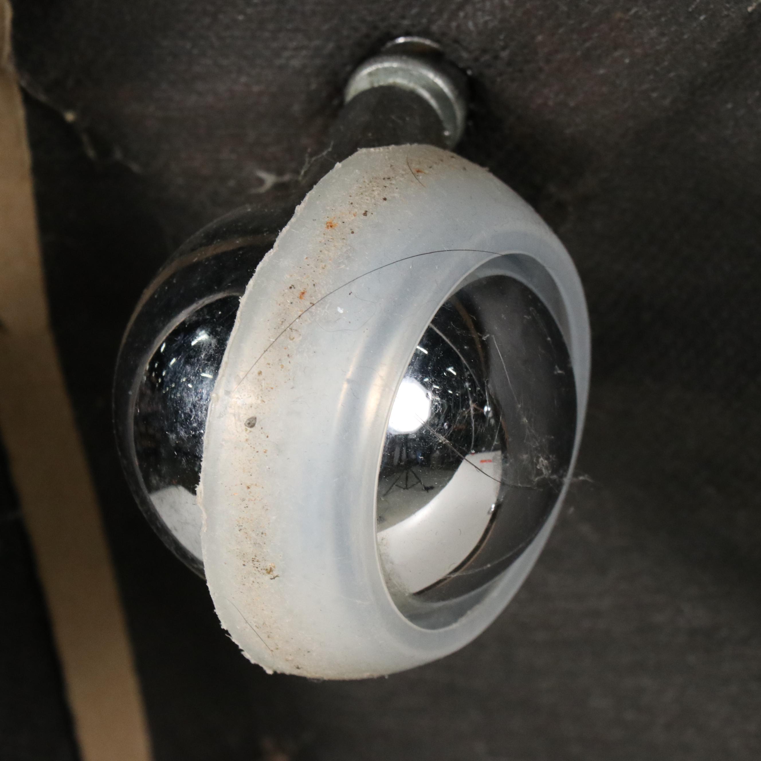 Vintage Geometric Cotton Ottoman with Mirrored Metal Base