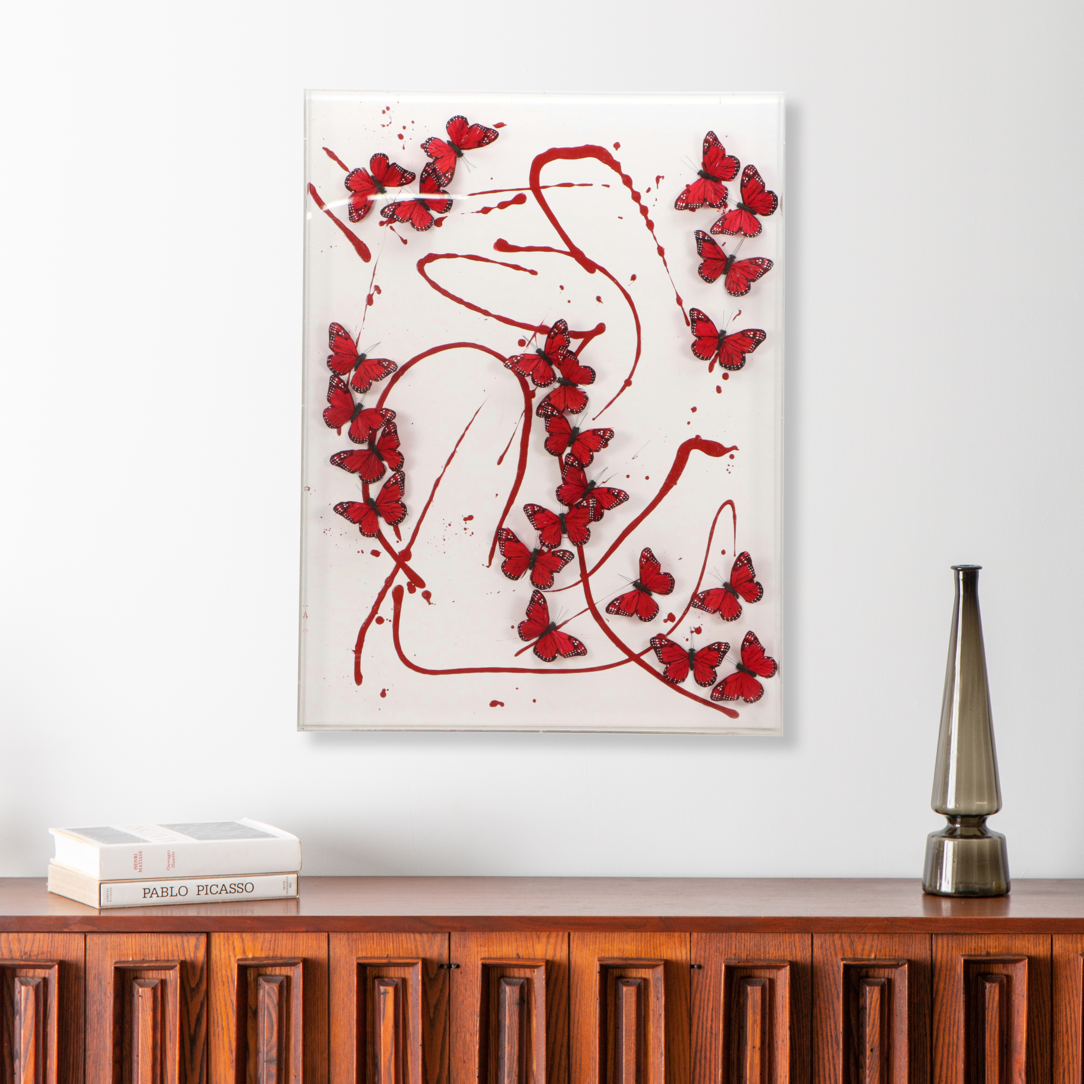 Nadine Kalachnikoff Butterfly Motif Mixed Media Composition, 2013