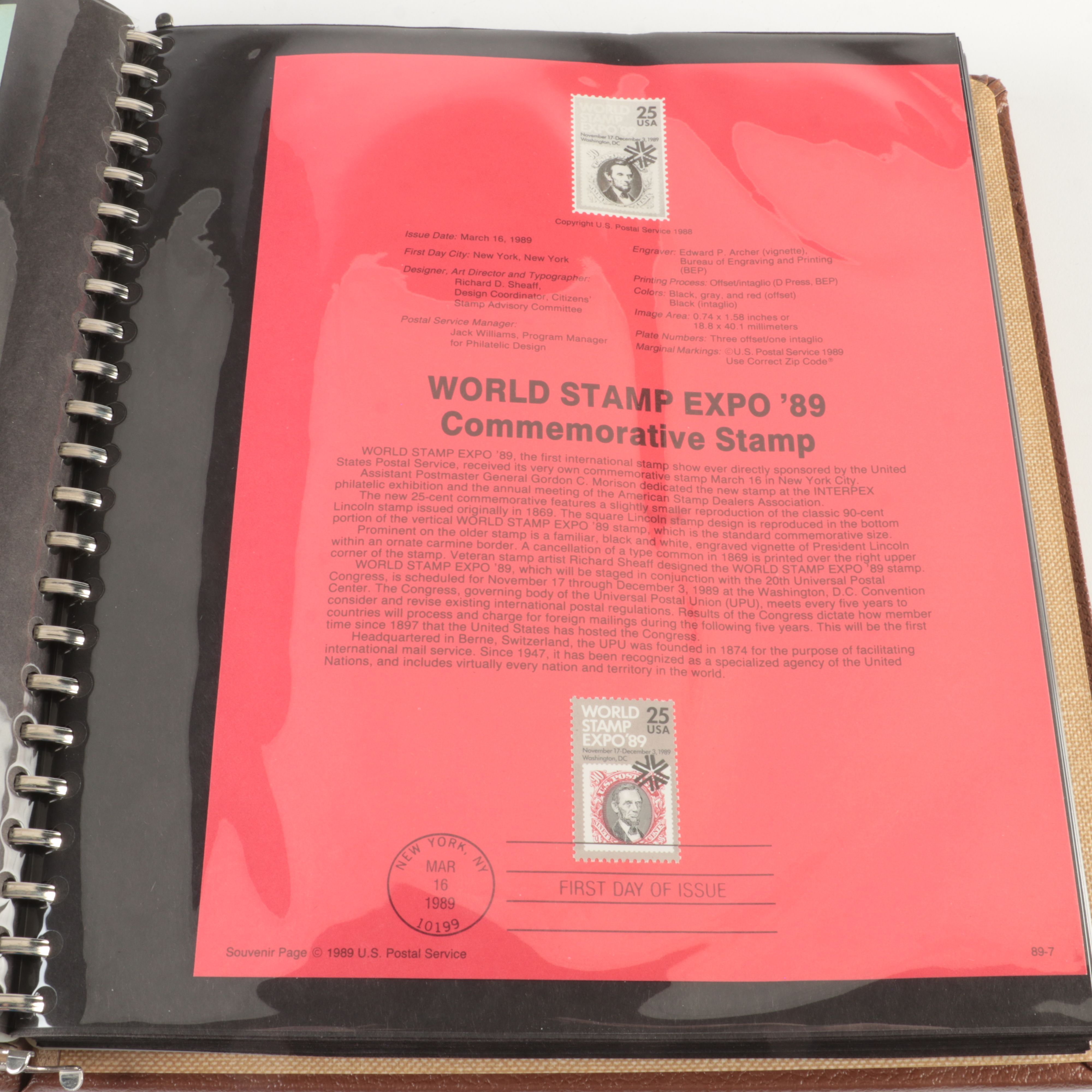 Five  Albums of U.S. First Day Panels, 1985 to 1990