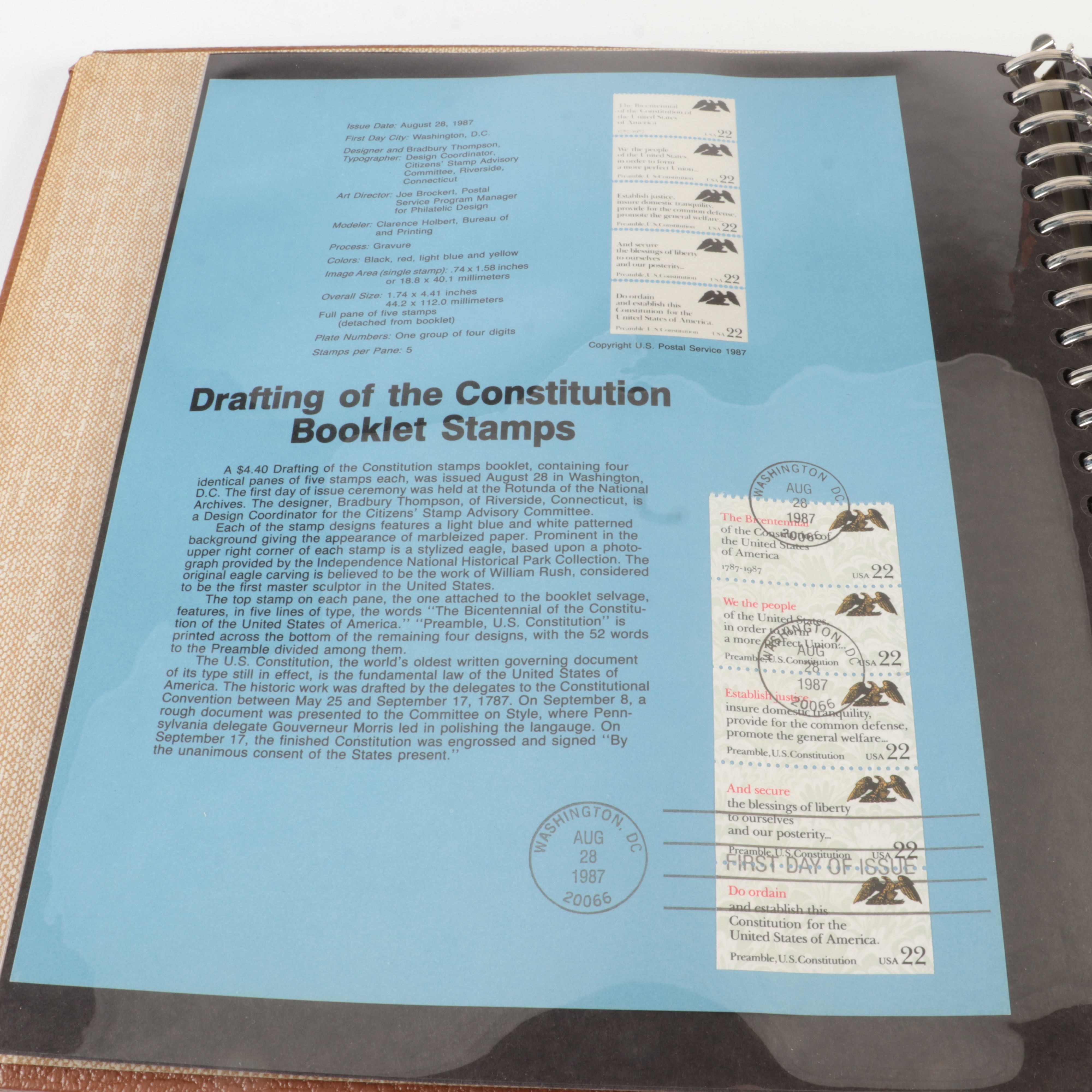 Five  Albums of U.S. First Day Panels, 1985 to 1990