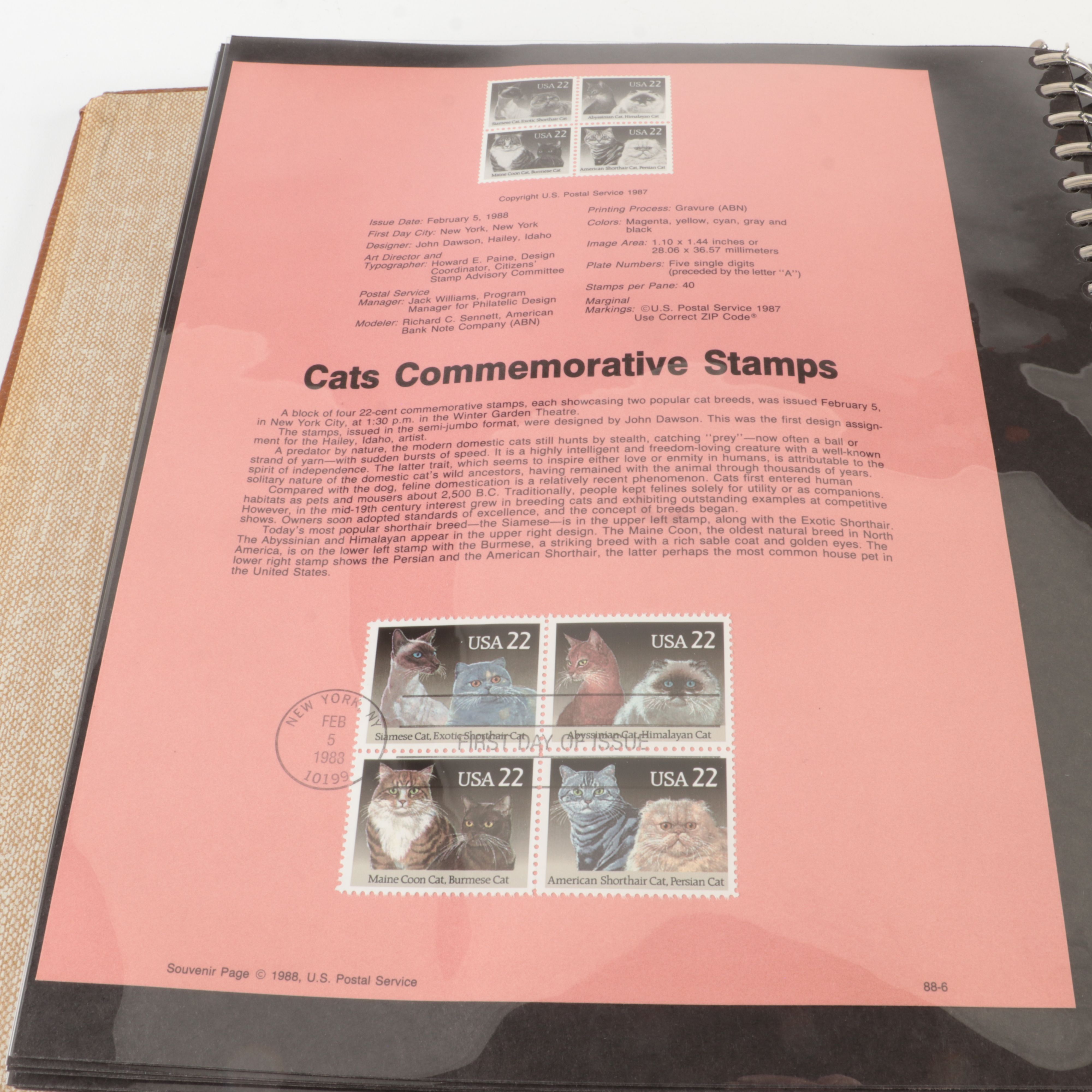 Five  Albums of U.S. First Day Panels, 1985 to 1990