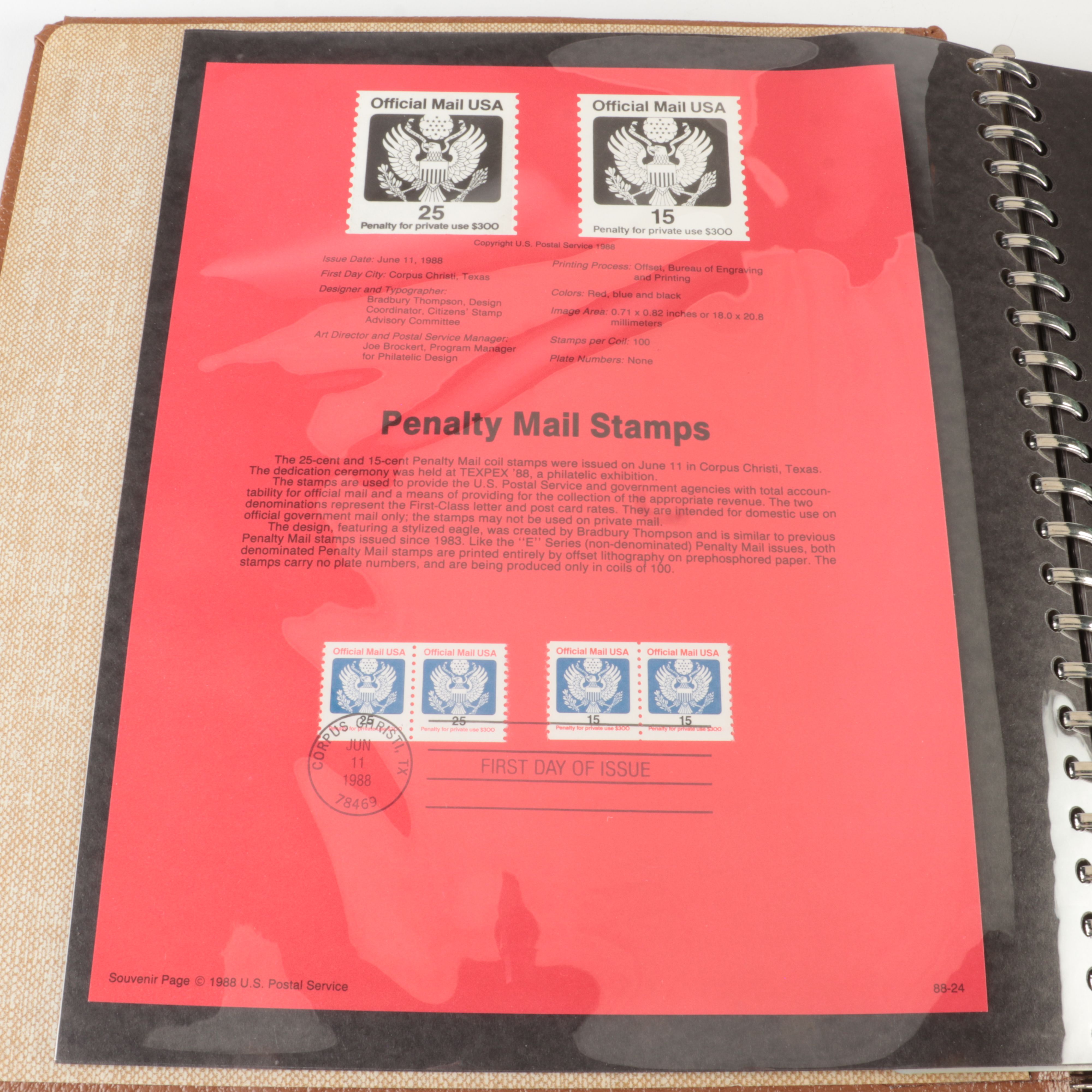 Five  Albums of U.S. First Day Panels, 1985 to 1990