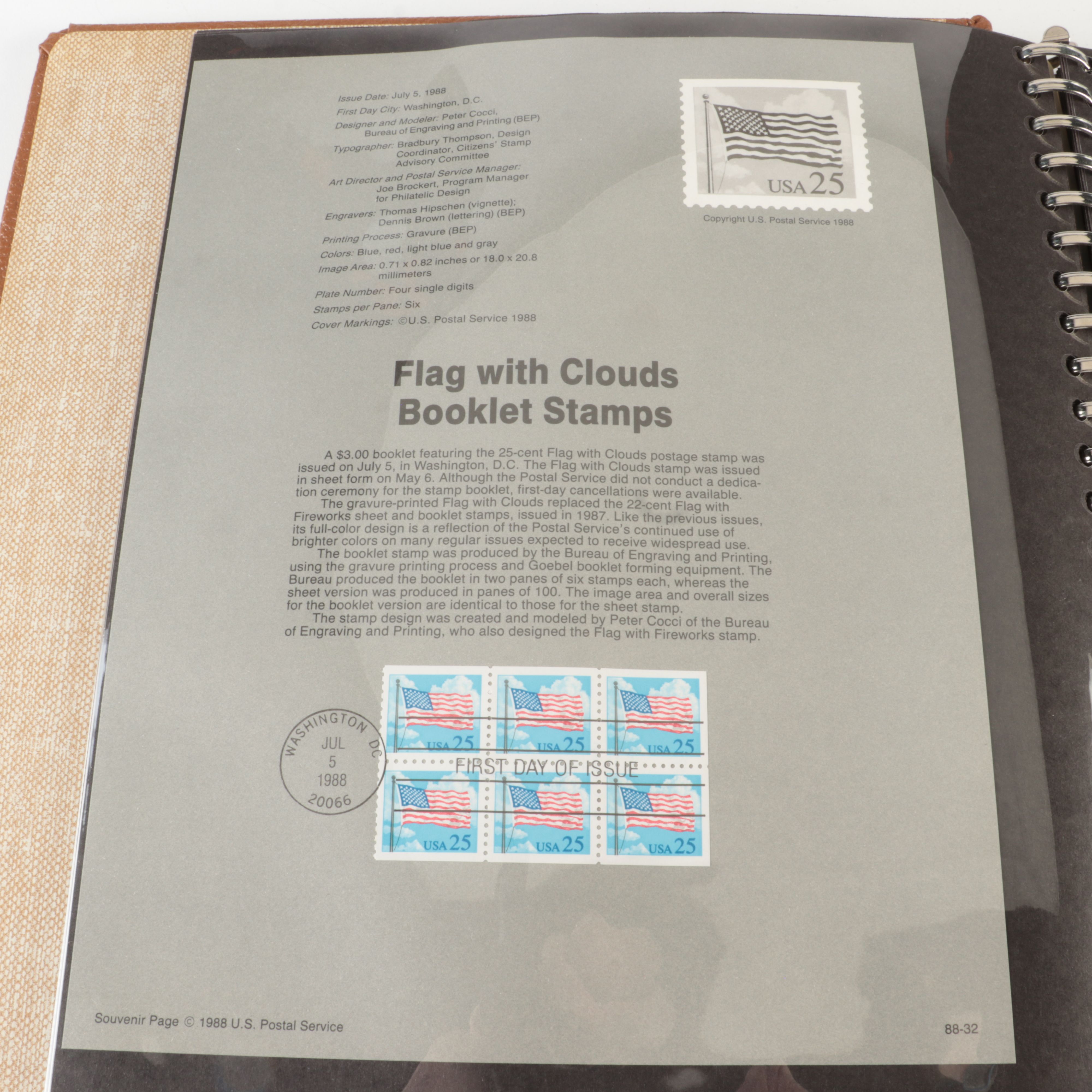 Five  Albums of U.S. First Day Panels, 1985 to 1990