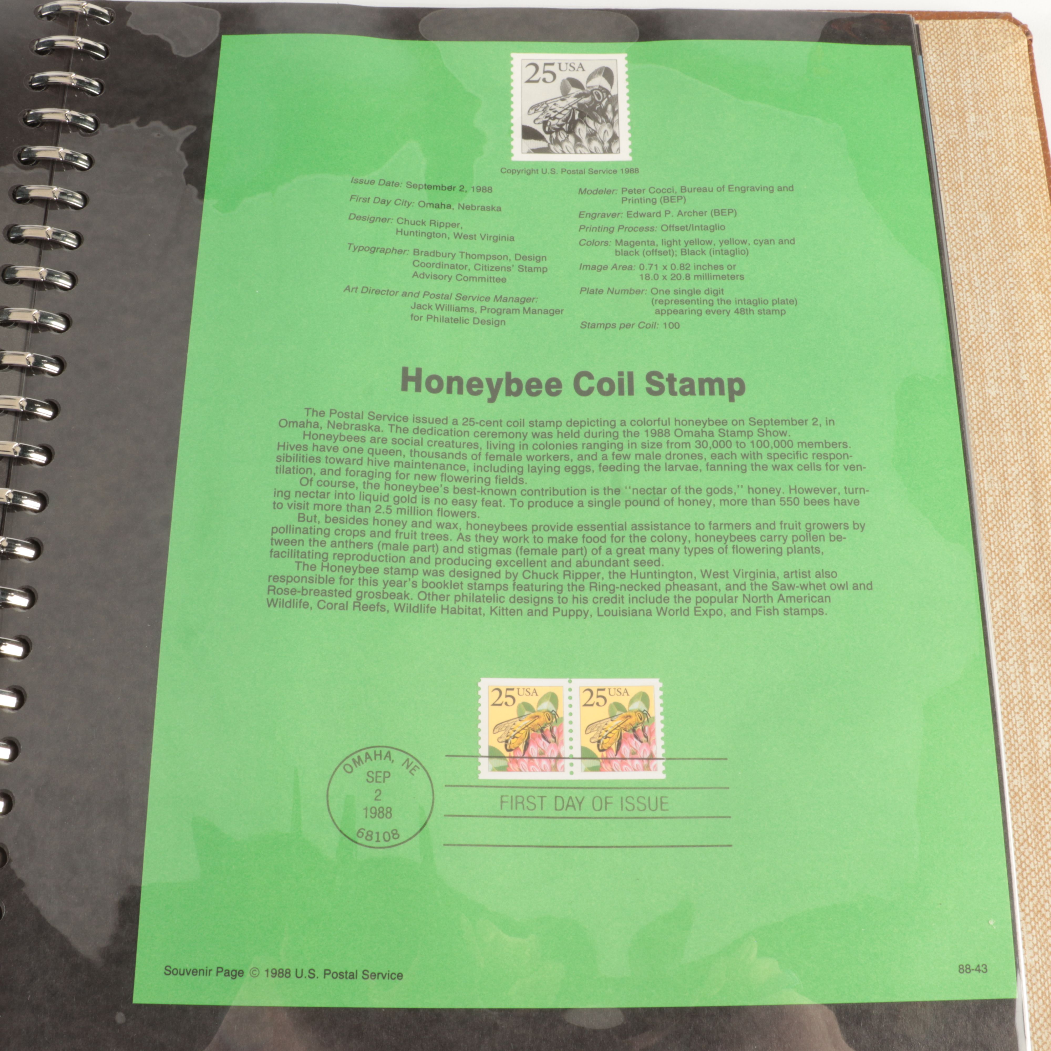 Five  Albums of U.S. First Day Panels, 1985 to 1990