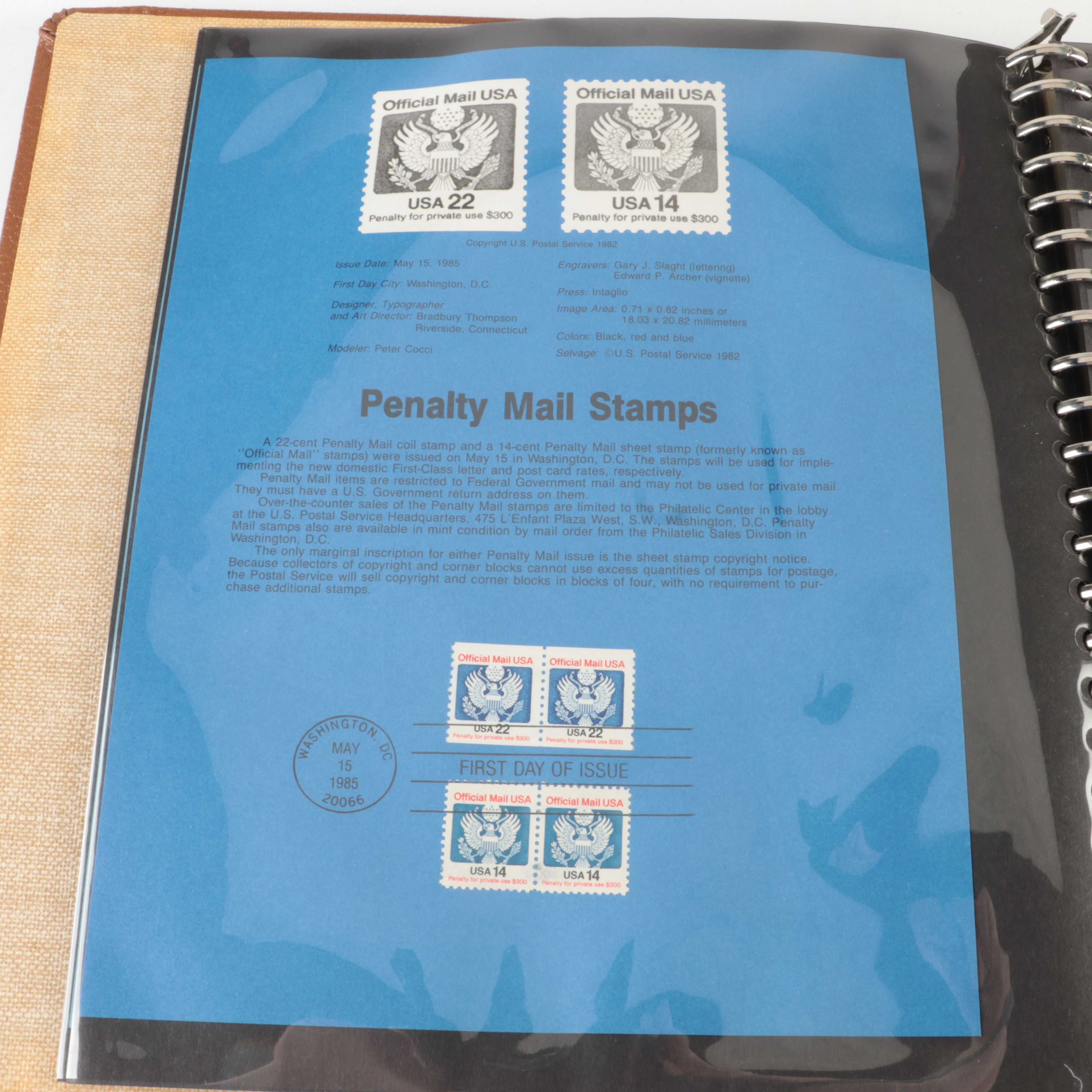 Five  Albums of U.S. First Day Panels, 1985 to 1990