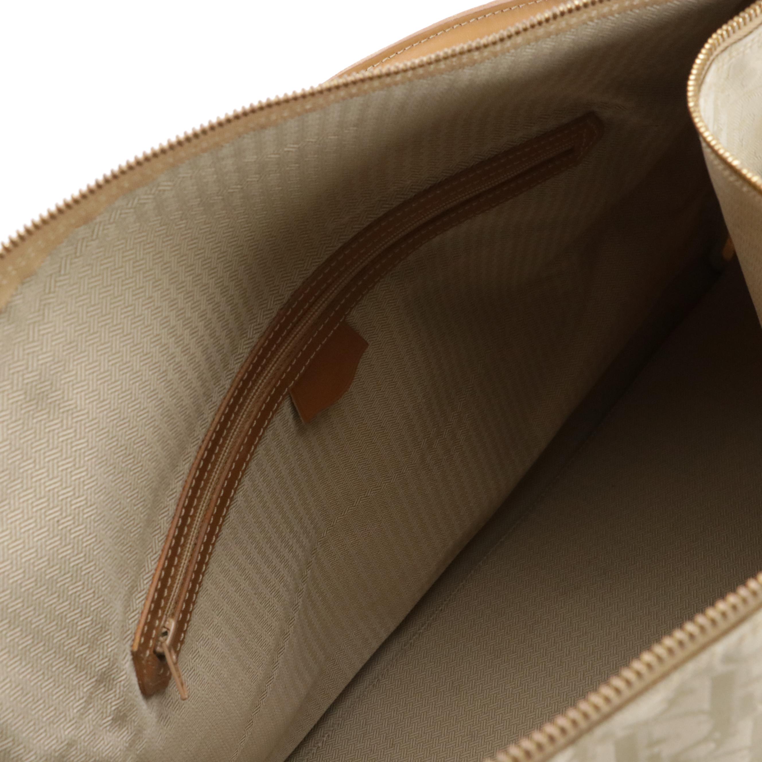 Christian Dior Weekender Boston Bag in Beige Trotter Canvas and Brown Leather