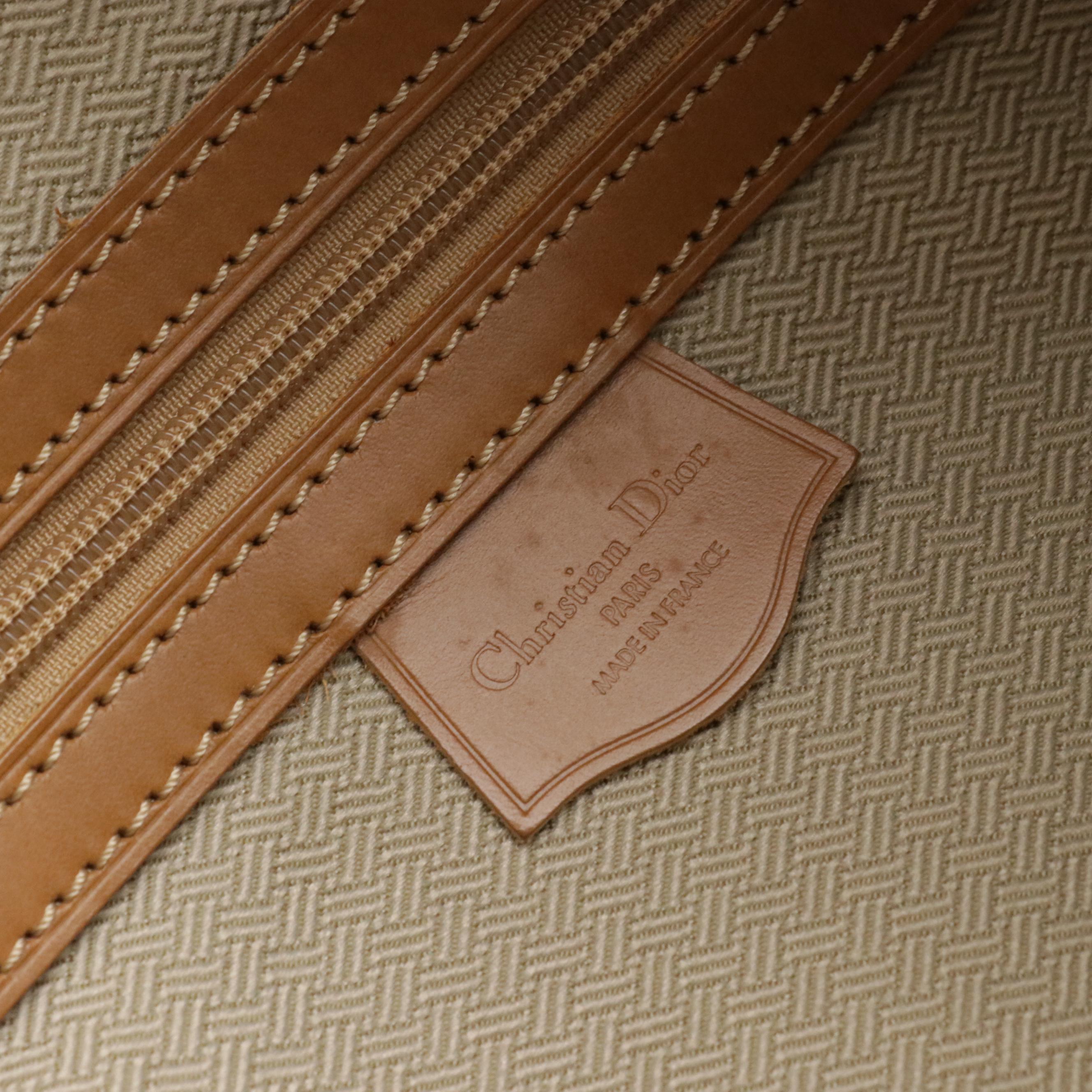 Christian Dior Weekender Boston Bag in Beige Trotter Canvas and Brown Leather