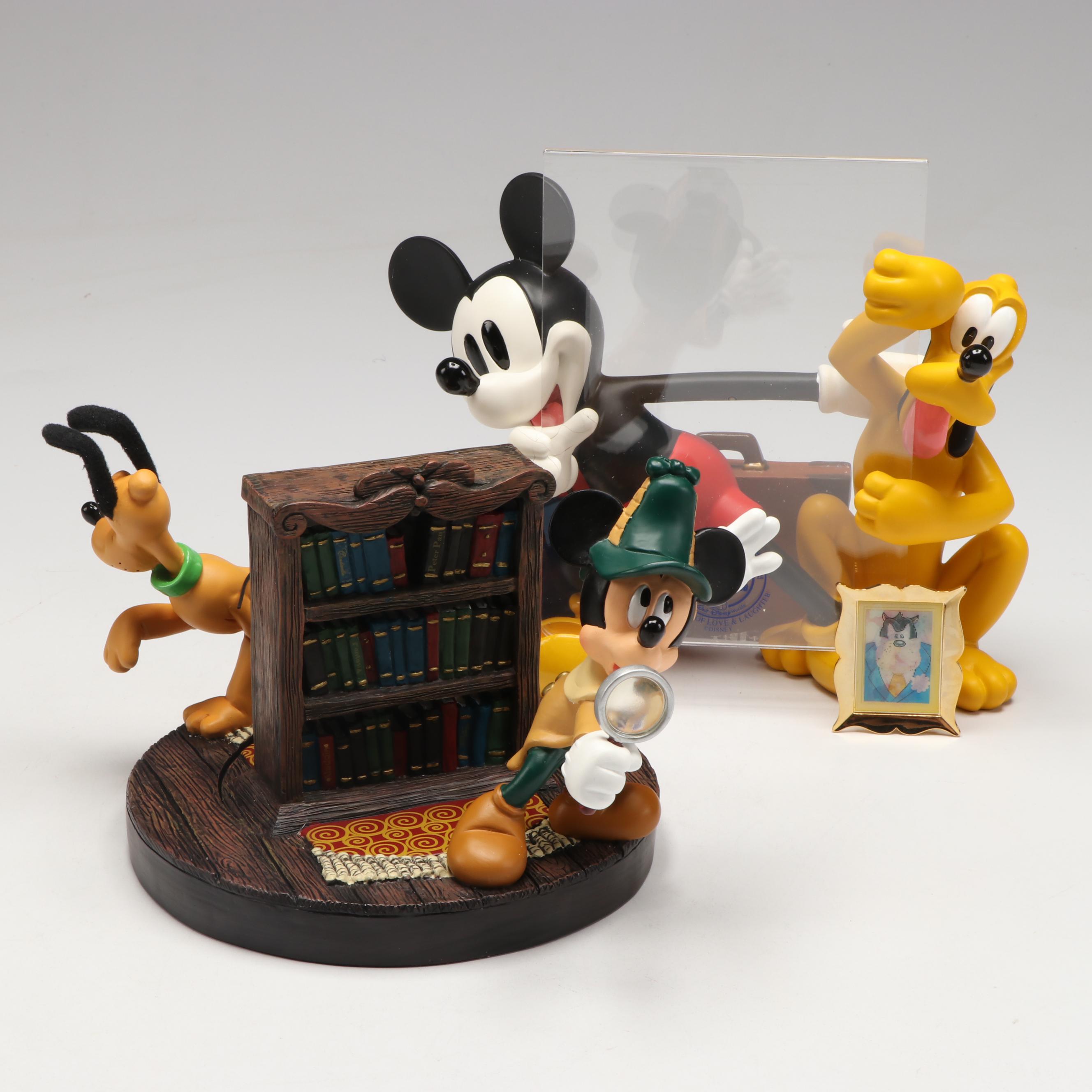 Walt Disney Mickey and Pluto Photo Frame with Disneyana Commemorative Figure