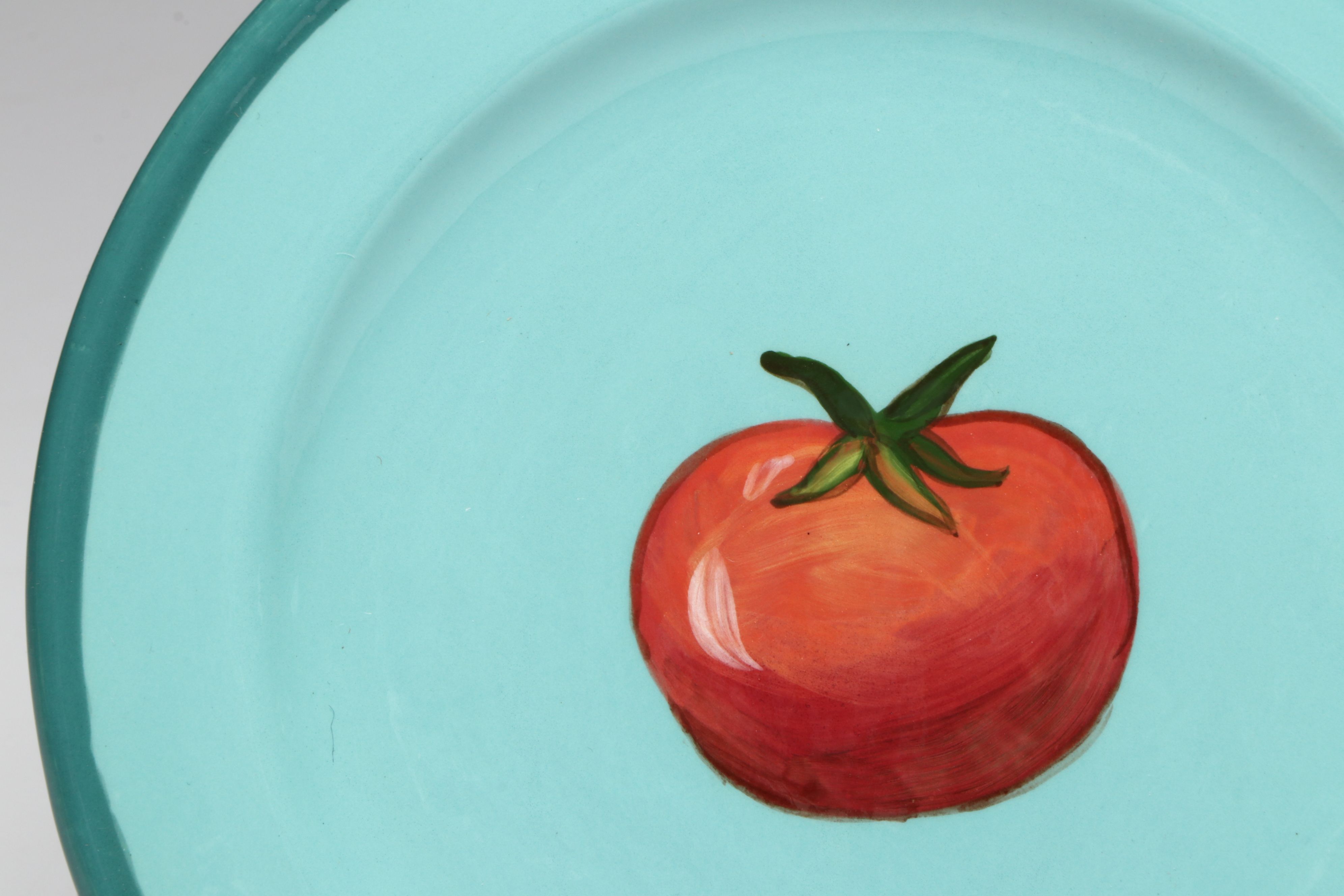 Droll Designs Hand-Painted Tomato Motif Plates