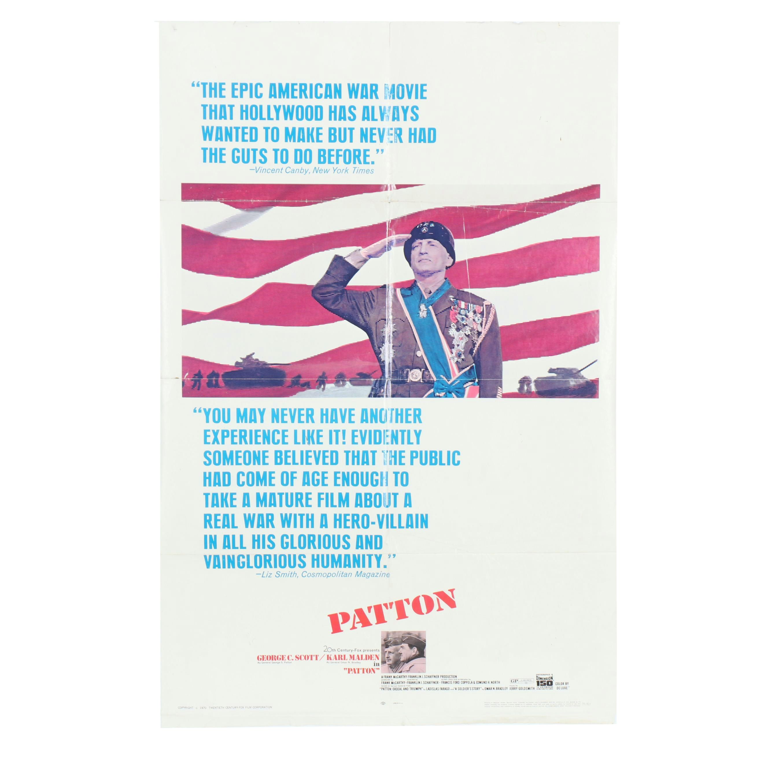 20th Century Fox "Patton" George C. Scott Movie Poster, 1970