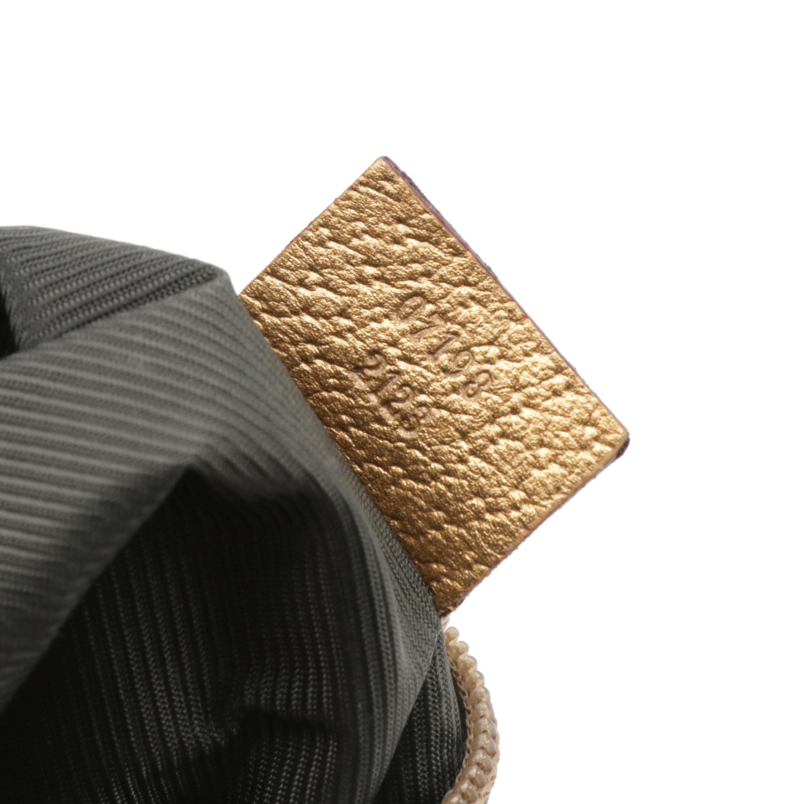 Gucci Boat Pochette in Brown GG Canvas with Metallic Leather Trim