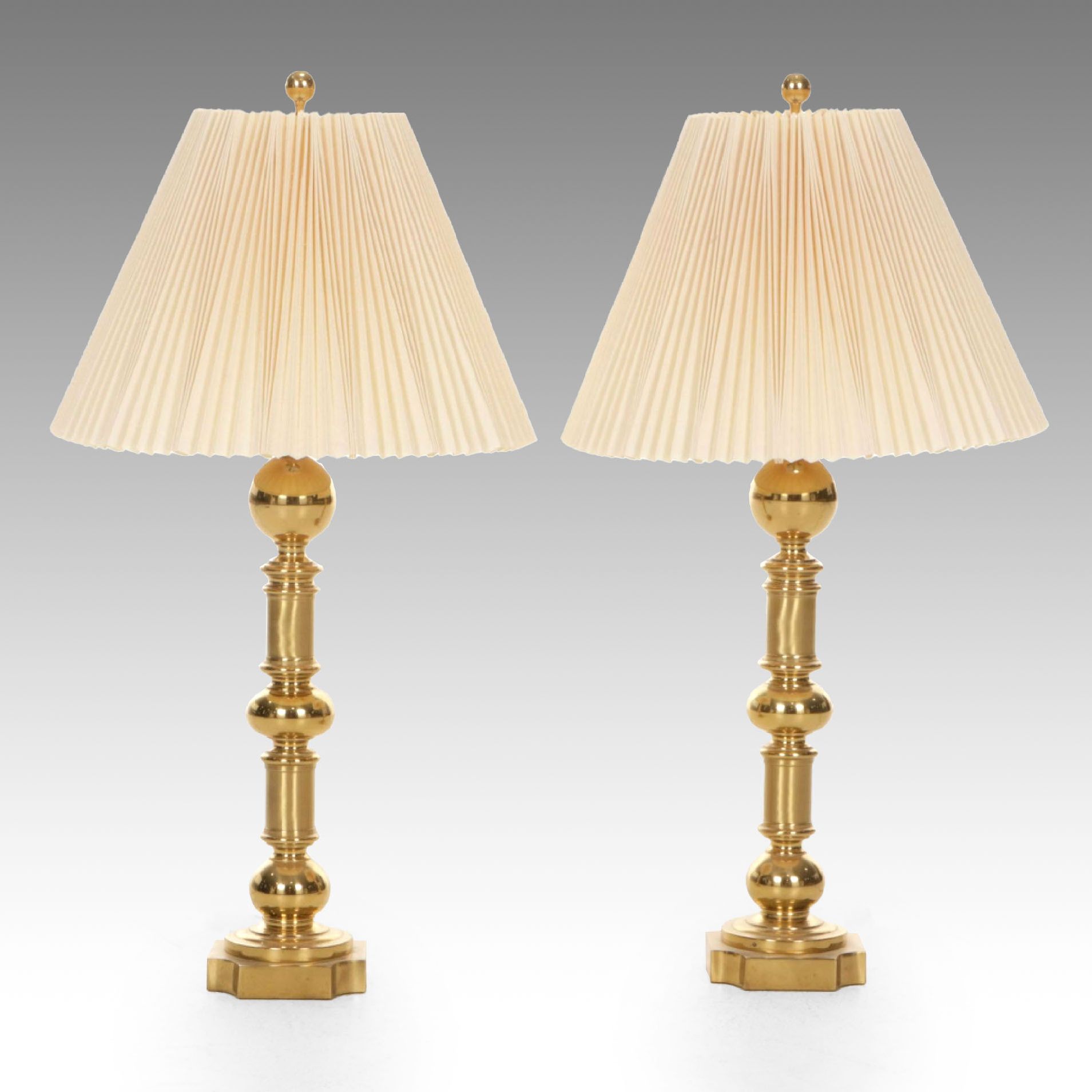 Westwood Polished Brass Table Lamps with Accordion Shades