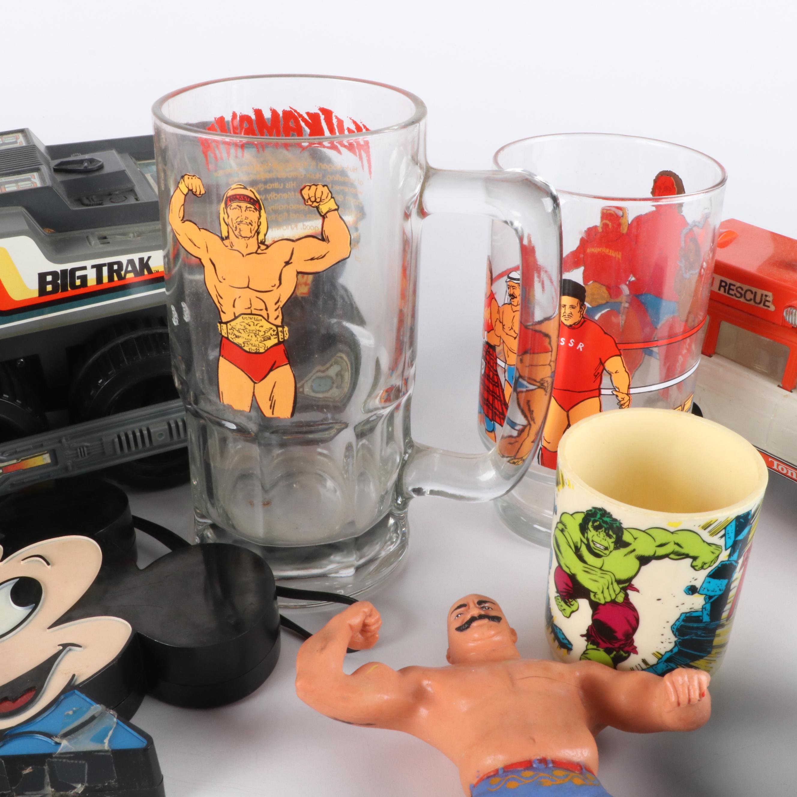 Toys, Wrestler Collector Mugs, and More