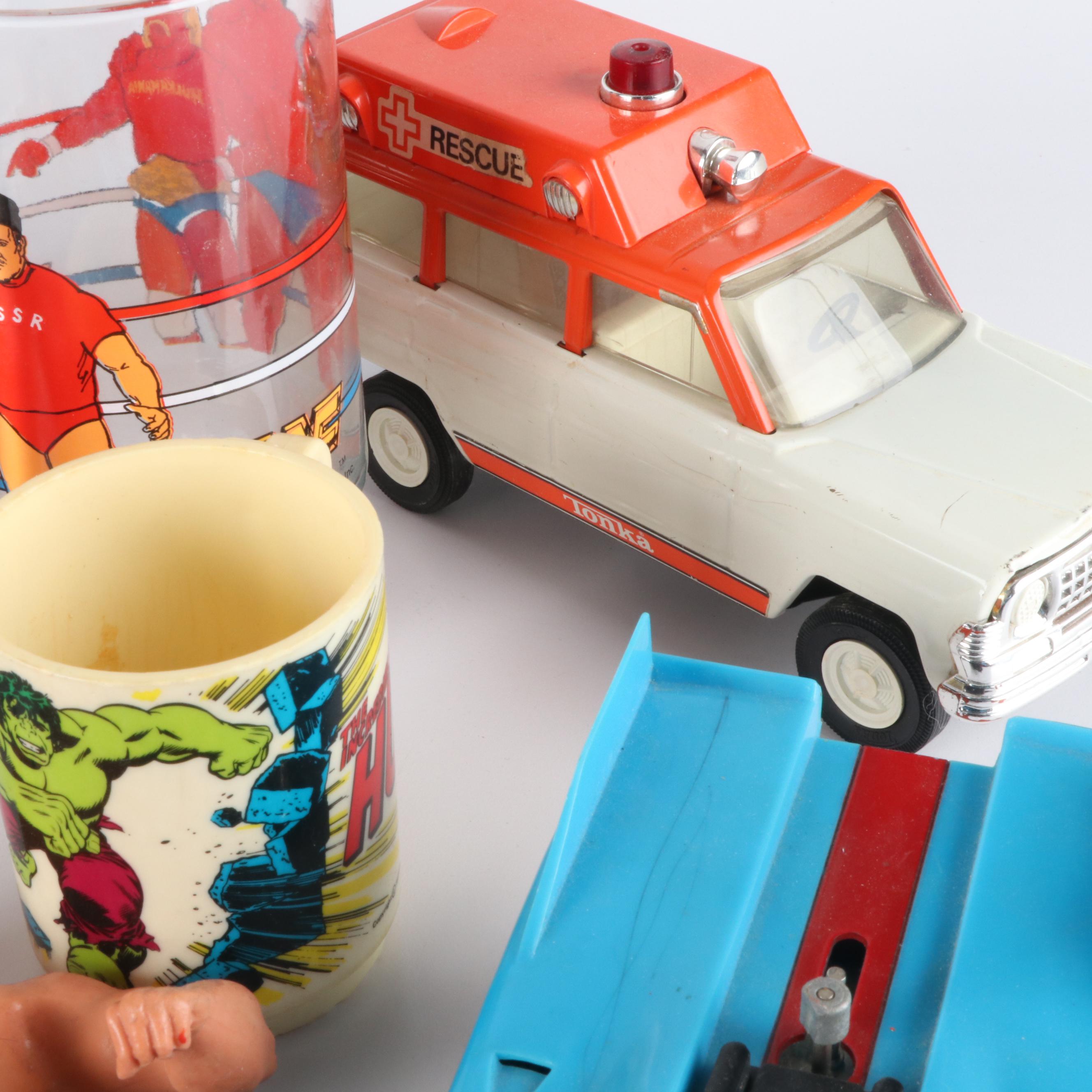 Toys, Wrestler Collector Mugs, and More