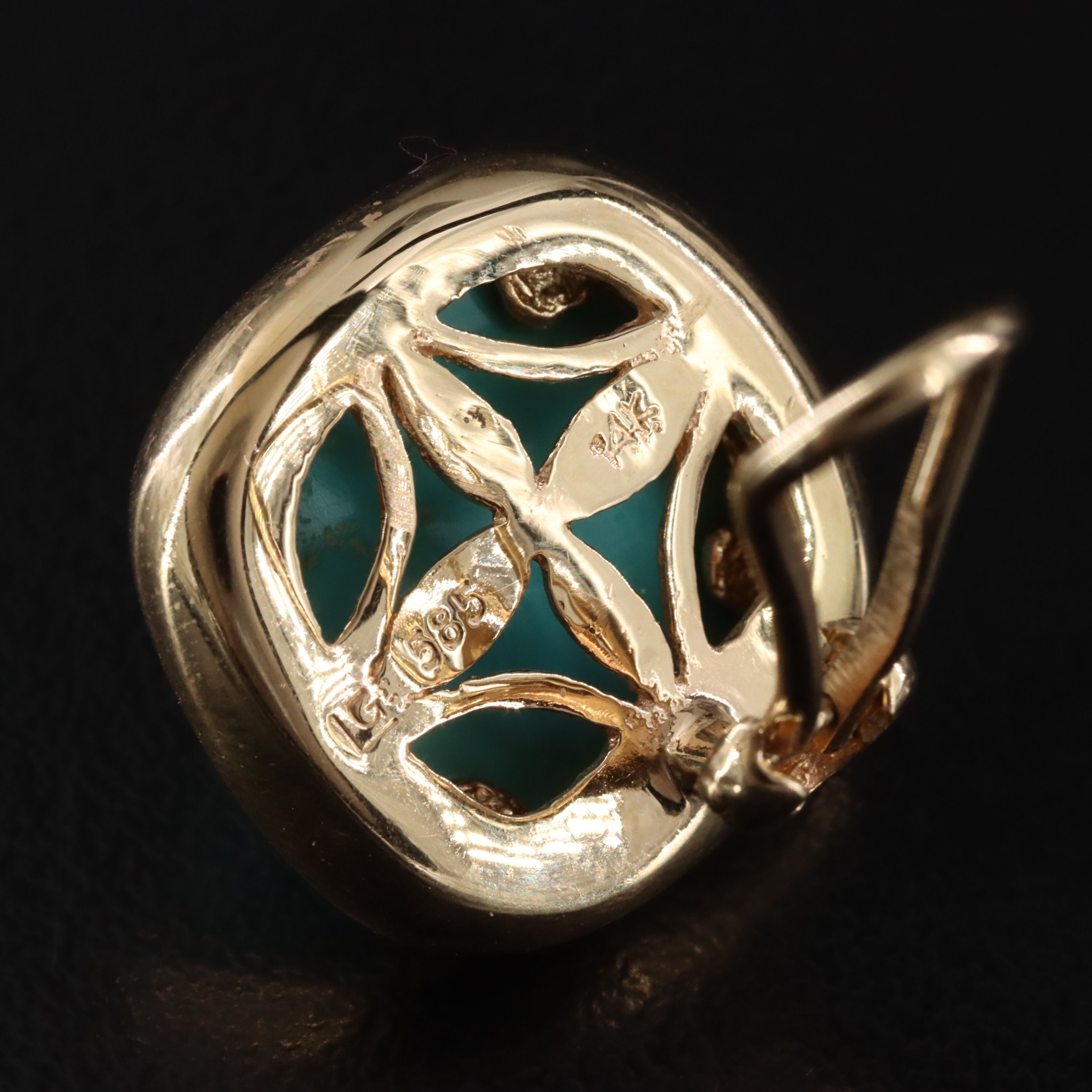 14K Turquoise Square Button Earrings