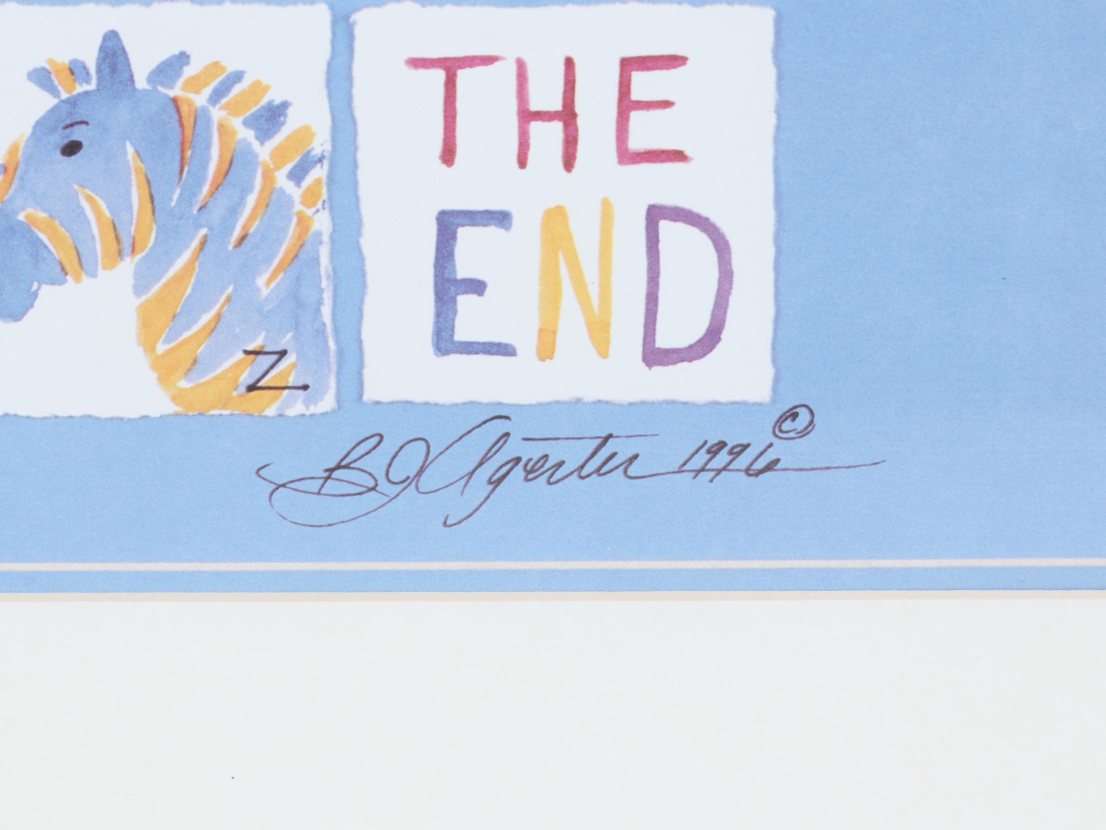 Framed Offset Lithograph Alphabet, Child's Table Lamp and Pooh Activity Board