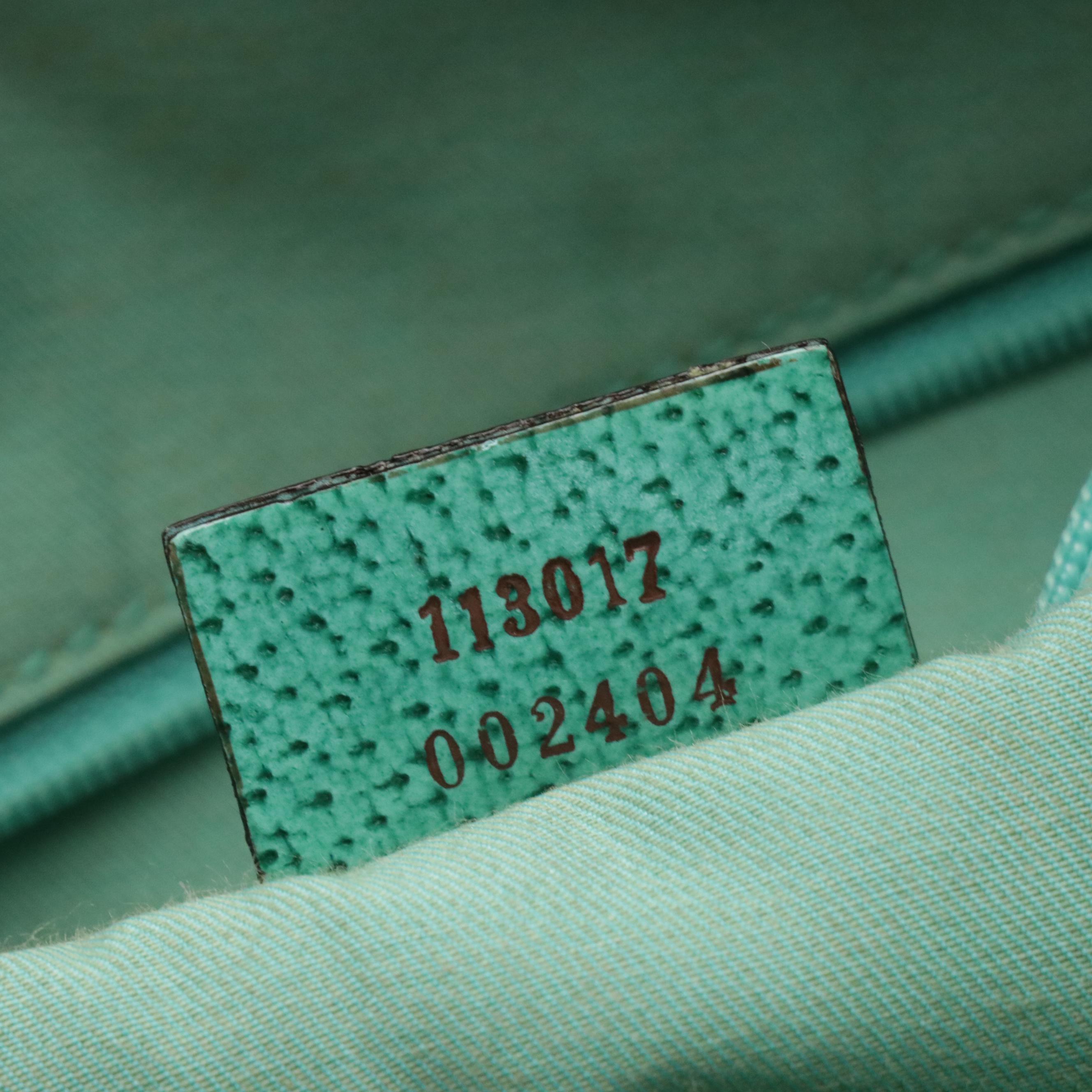 Gucci Brown GG Canvas and Teal Leather Tote