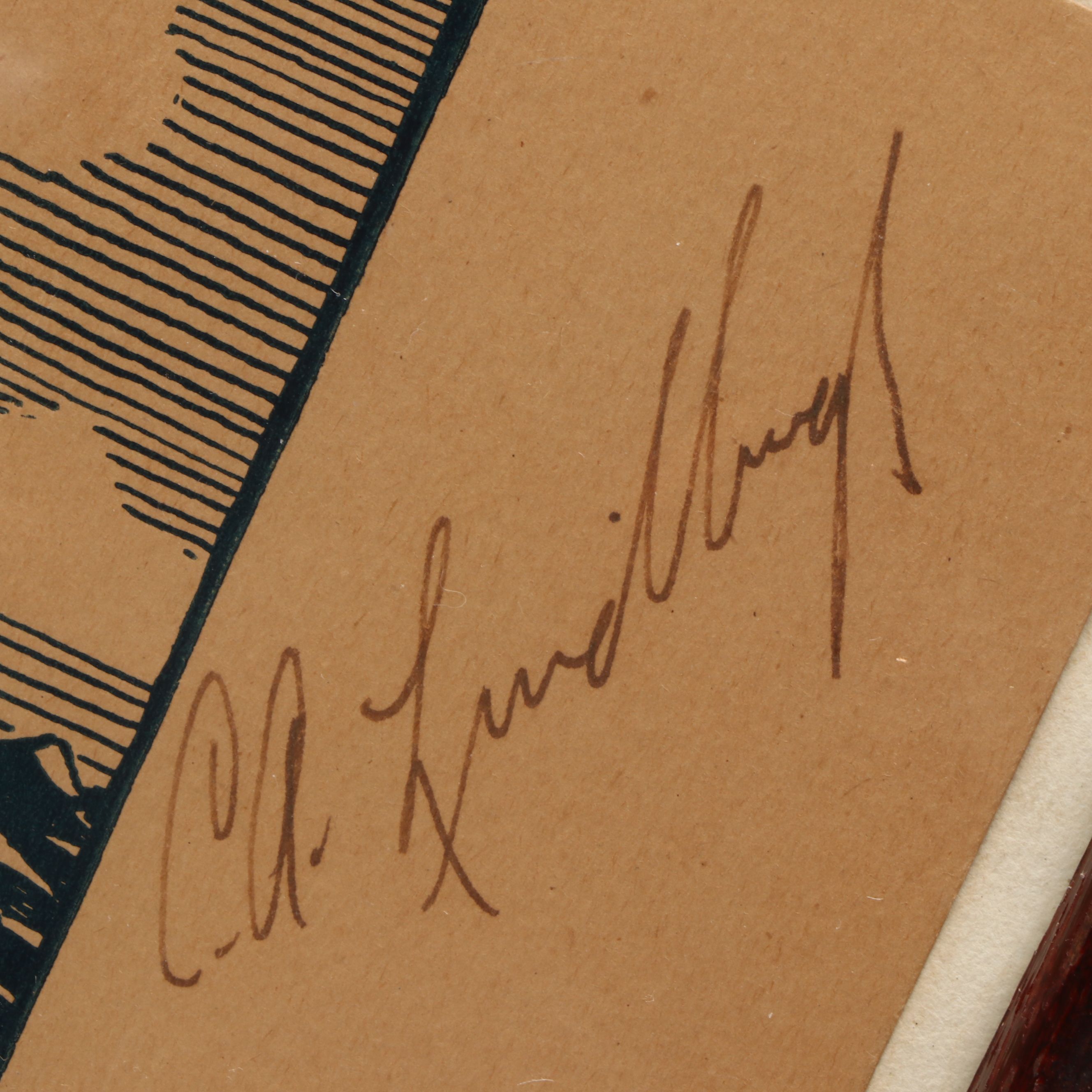 Antique Charles Lindbergh Signed Program and More Framed Memorabilia, 1920s