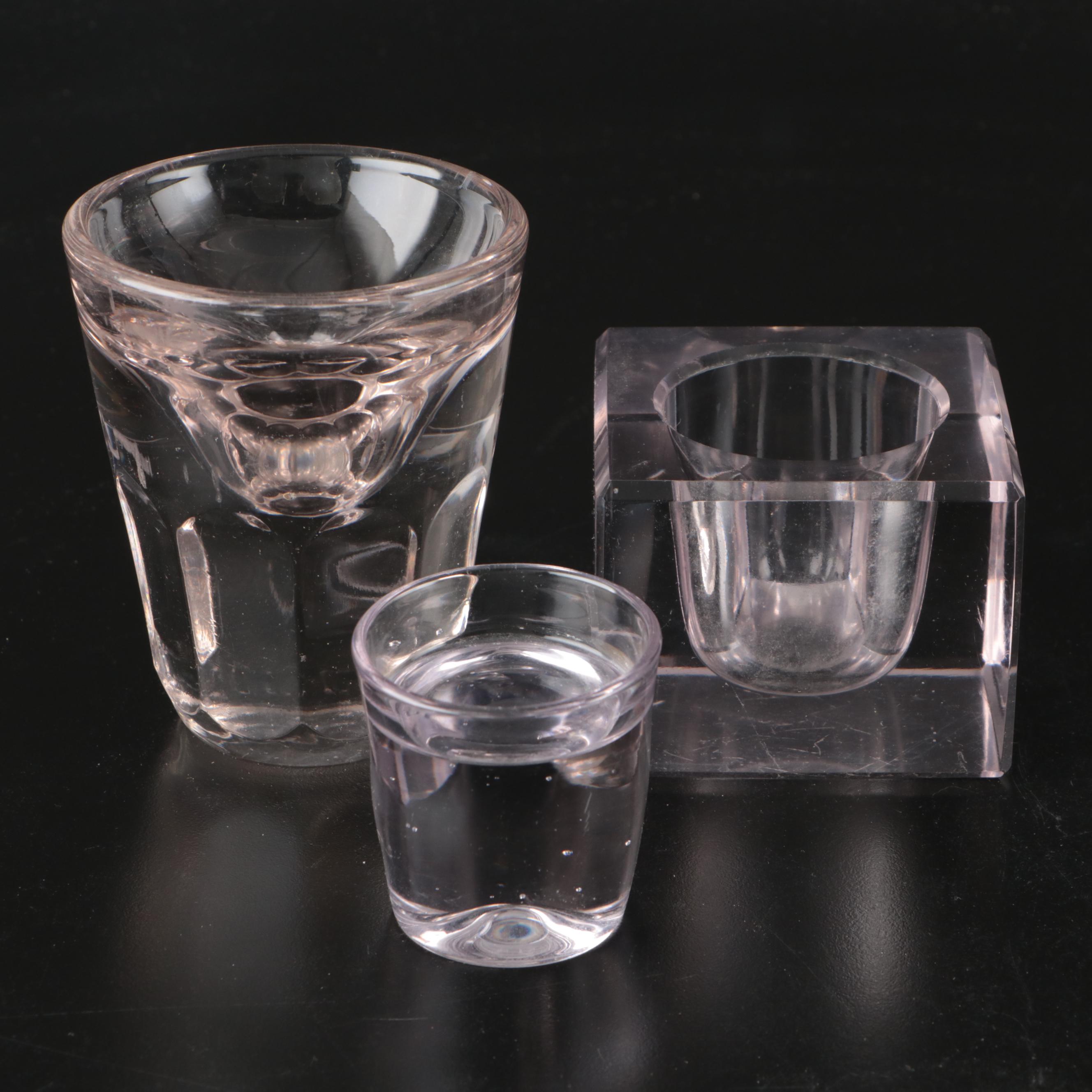 Glass Block and Other Blown Glass Candle Holders with Cocktail Glass