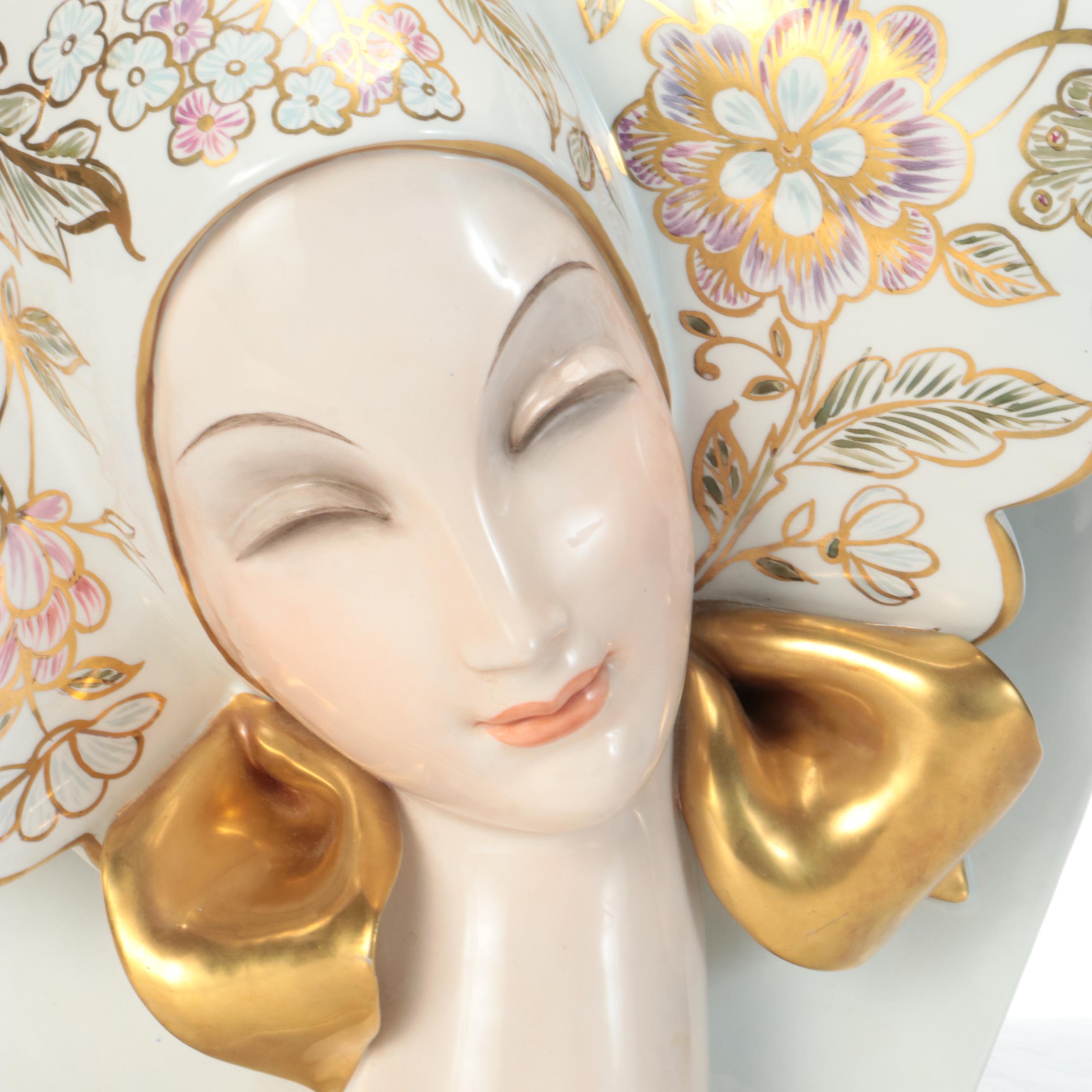 Guido Cacciapuoti Italian Ceramic Bust Table Lamp, Mid-20th Century