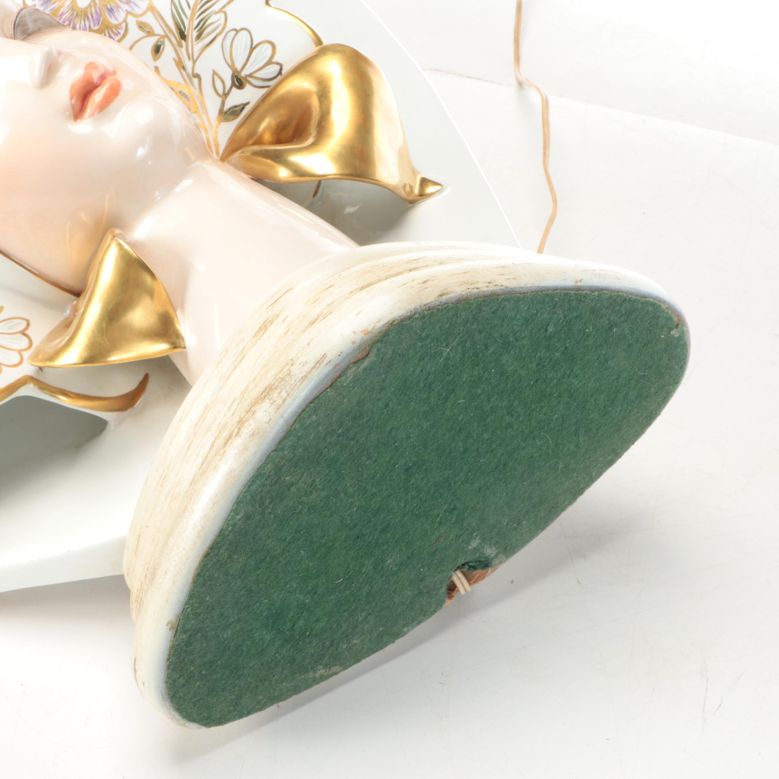 Guido Cacciapuoti Italian Ceramic Bust Table Lamp, Mid-20th Century