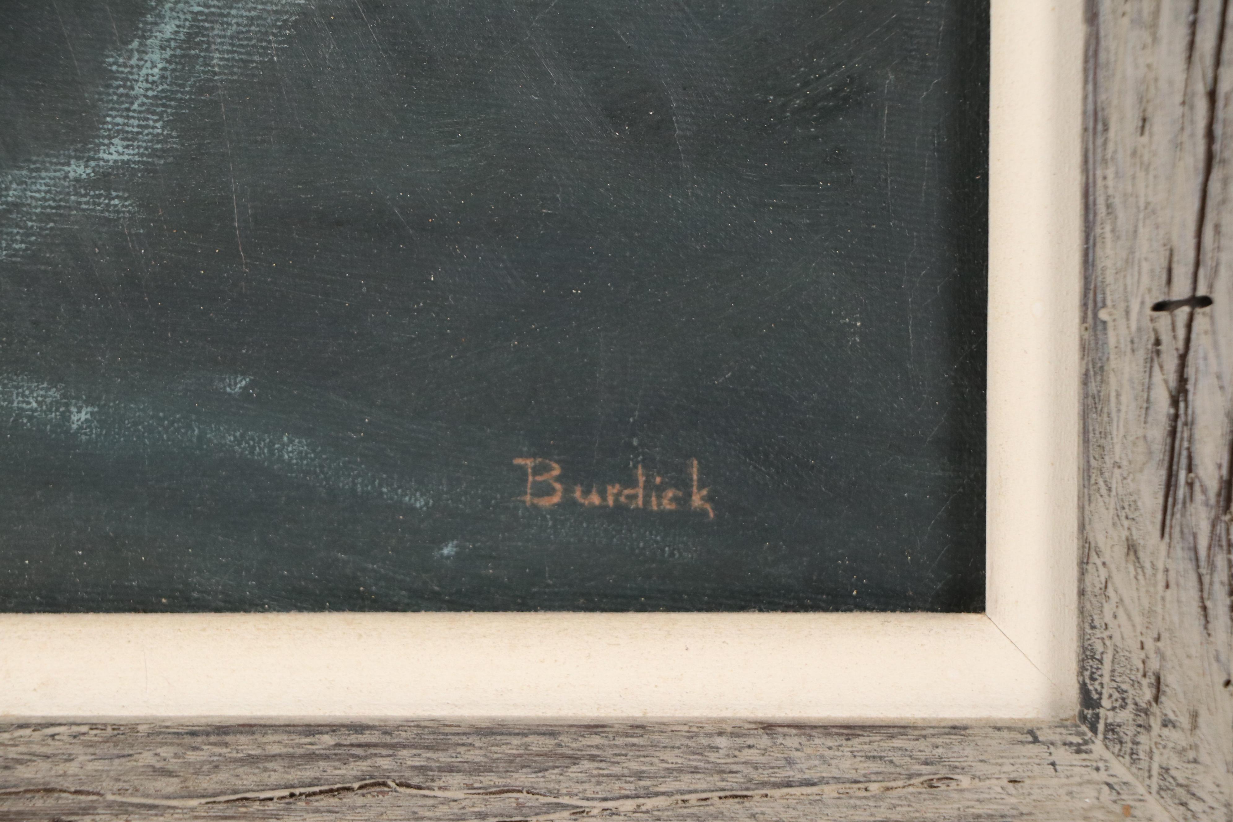 Charles Edward Burdick Oil Painting of Nocturne Landscape with Galloping Horses