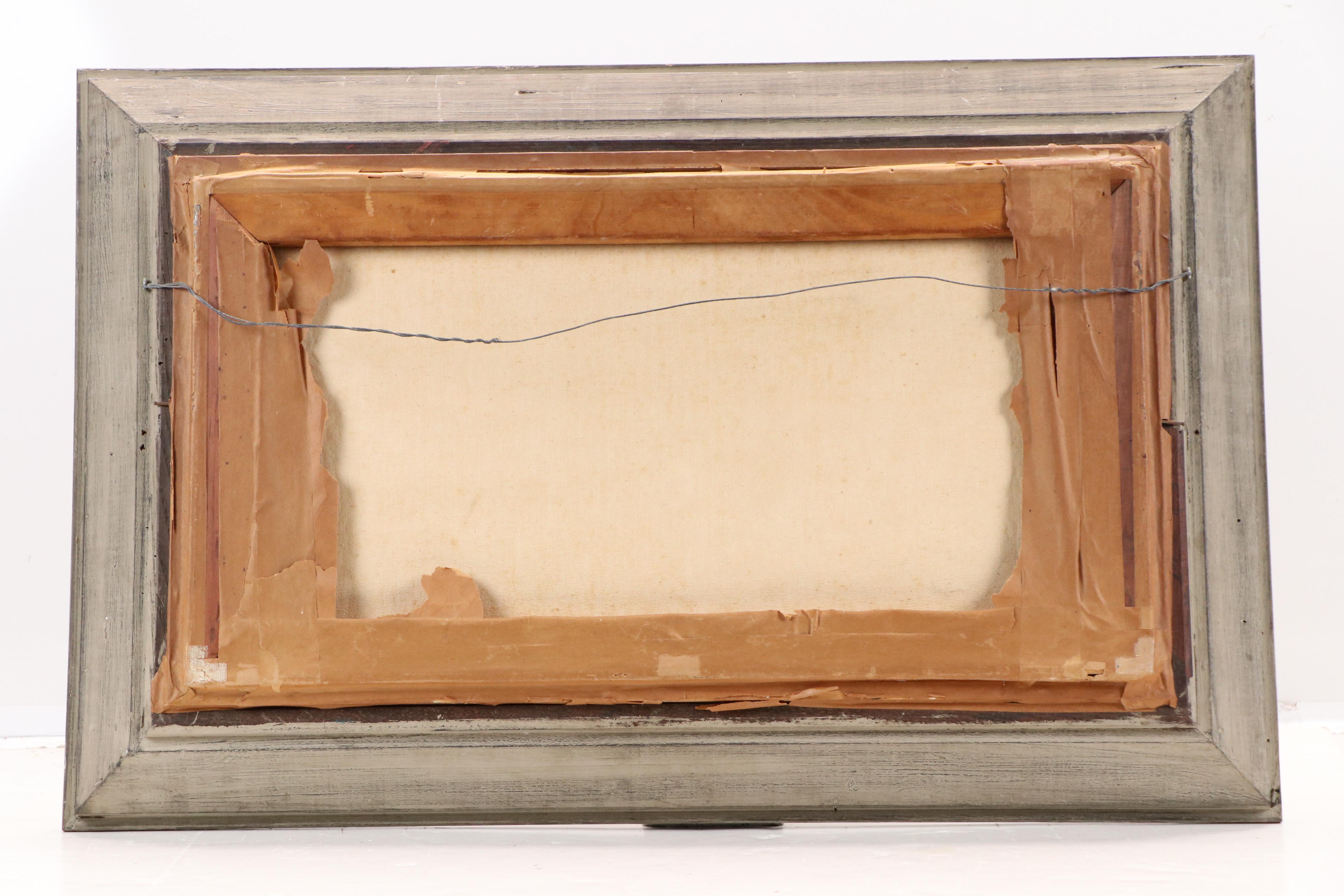 Charles Edward Burdick Oil Painting of Nocturne Landscape with Galloping Horses