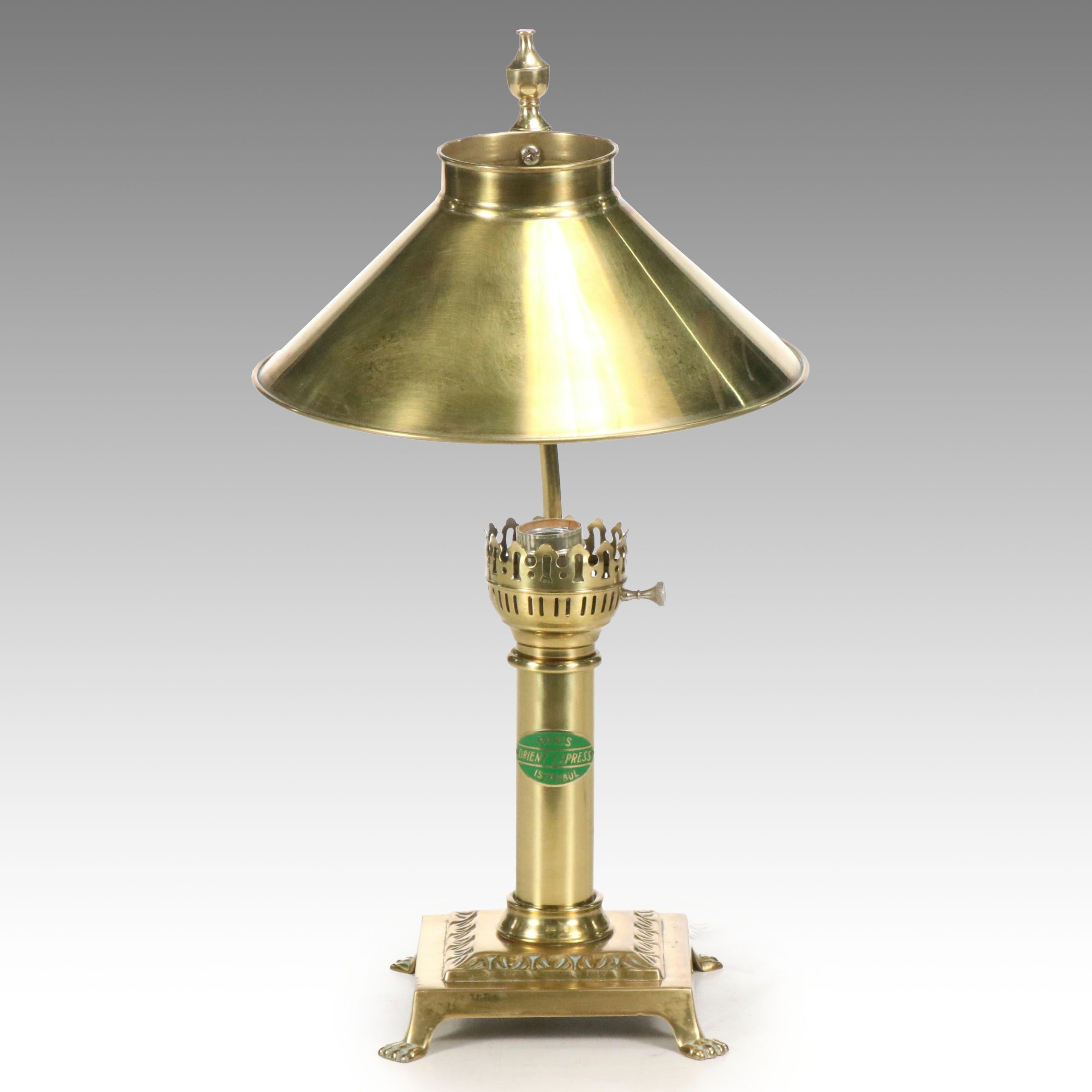 Orient Express Replica Brass Railcar Lamp with Brass Shade